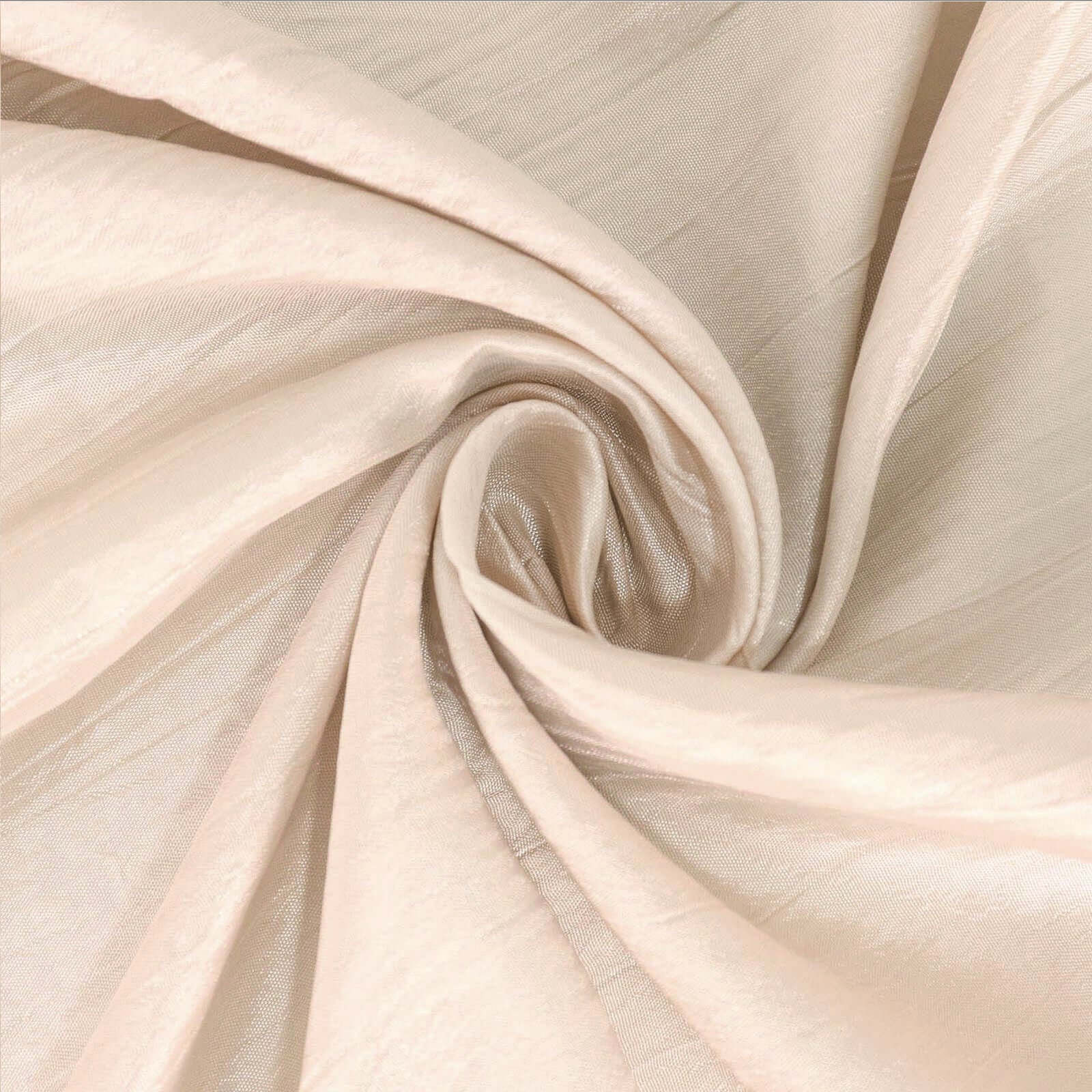 Taffeta 72x72 Table Overlay Square Tablecloth Beige - Accordion Crinkle Table Cover