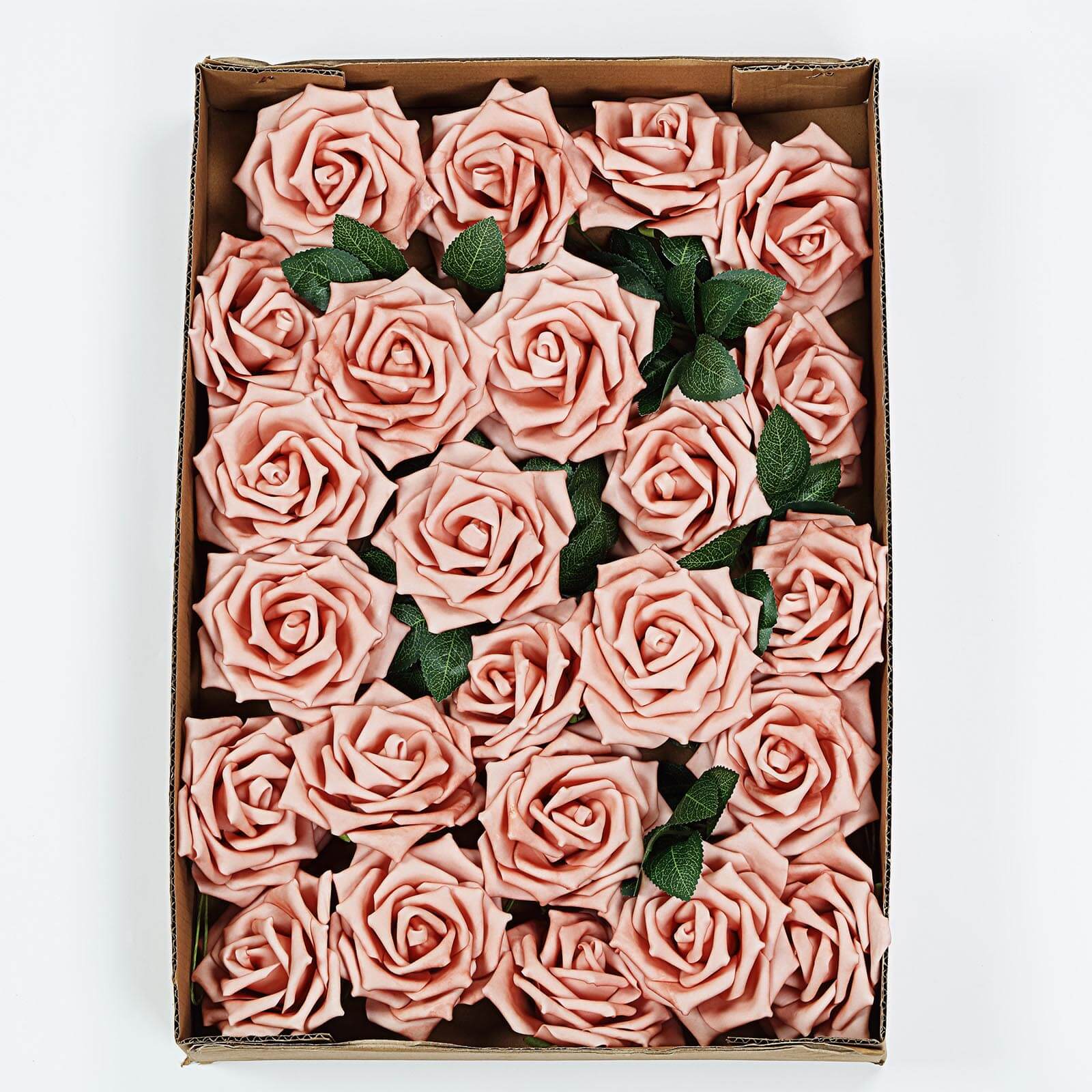 24 Roses 5 Dusty Rose Artificial Foam Flowers With Stem Wire and Leaves