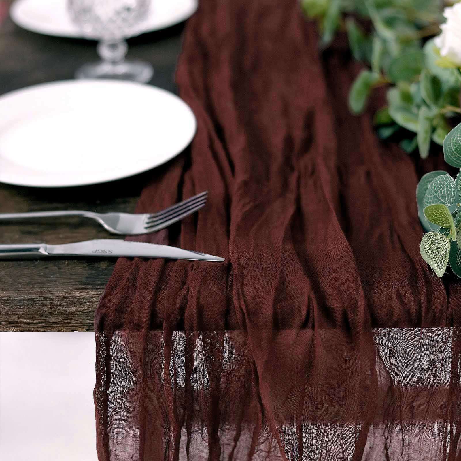 Gauze Cheesecloth 10ft Table Runner Burgundy - Rustic Boho Style