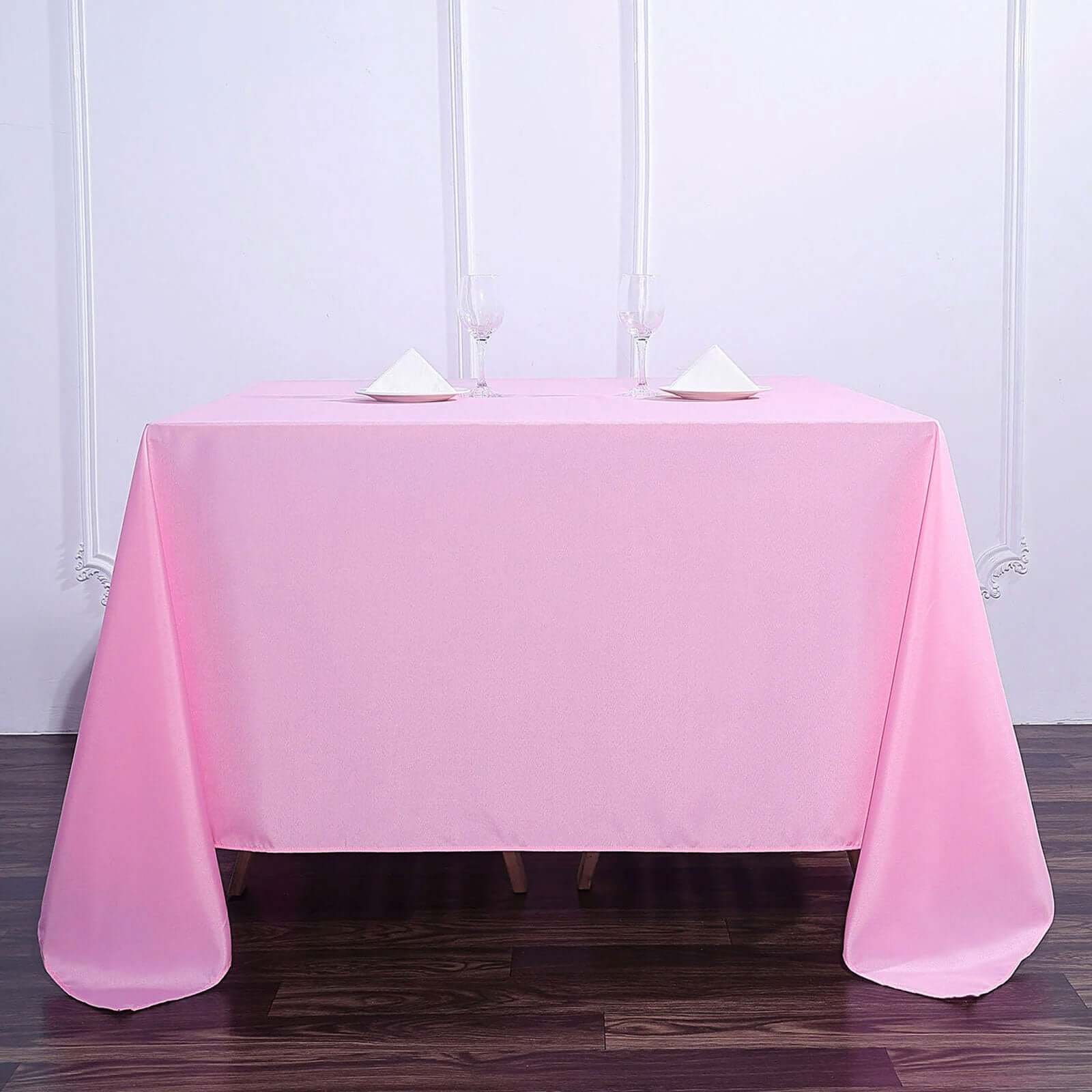 Polyester 90x90 Table Overlay Square Tablecloth Pink - Wrinkle-Resistant & Durable Table Cover