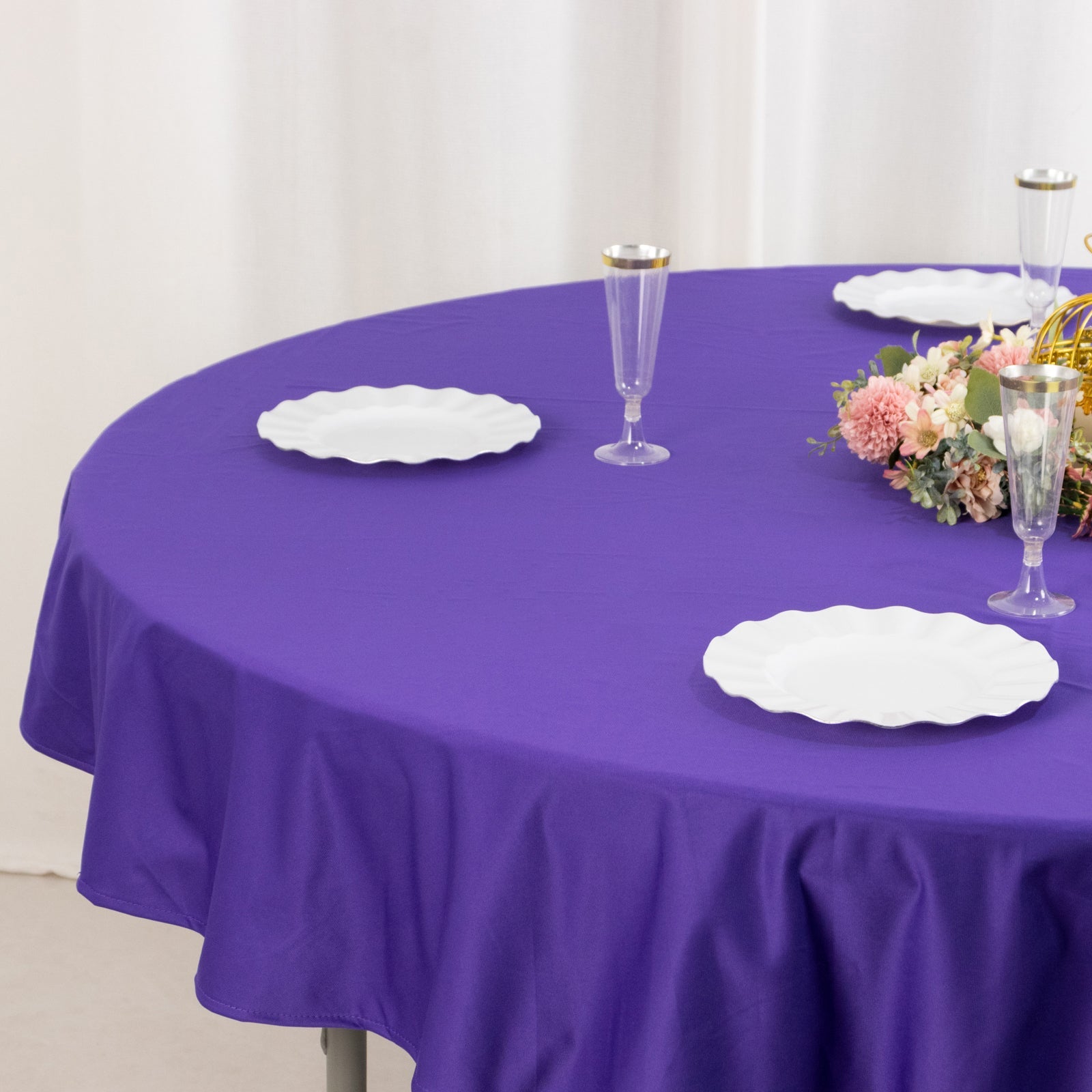 Premium Scuba Round 70 Tablecloth Purple - Wrinkle Free & Stain Resistant Table Cover