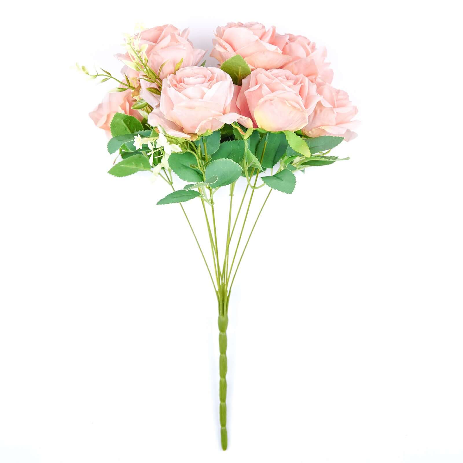 2 Bushes 18 Real Touch Blush Artificial Rose Flower Bouquet, Silk Long Stem Flower Arrangements