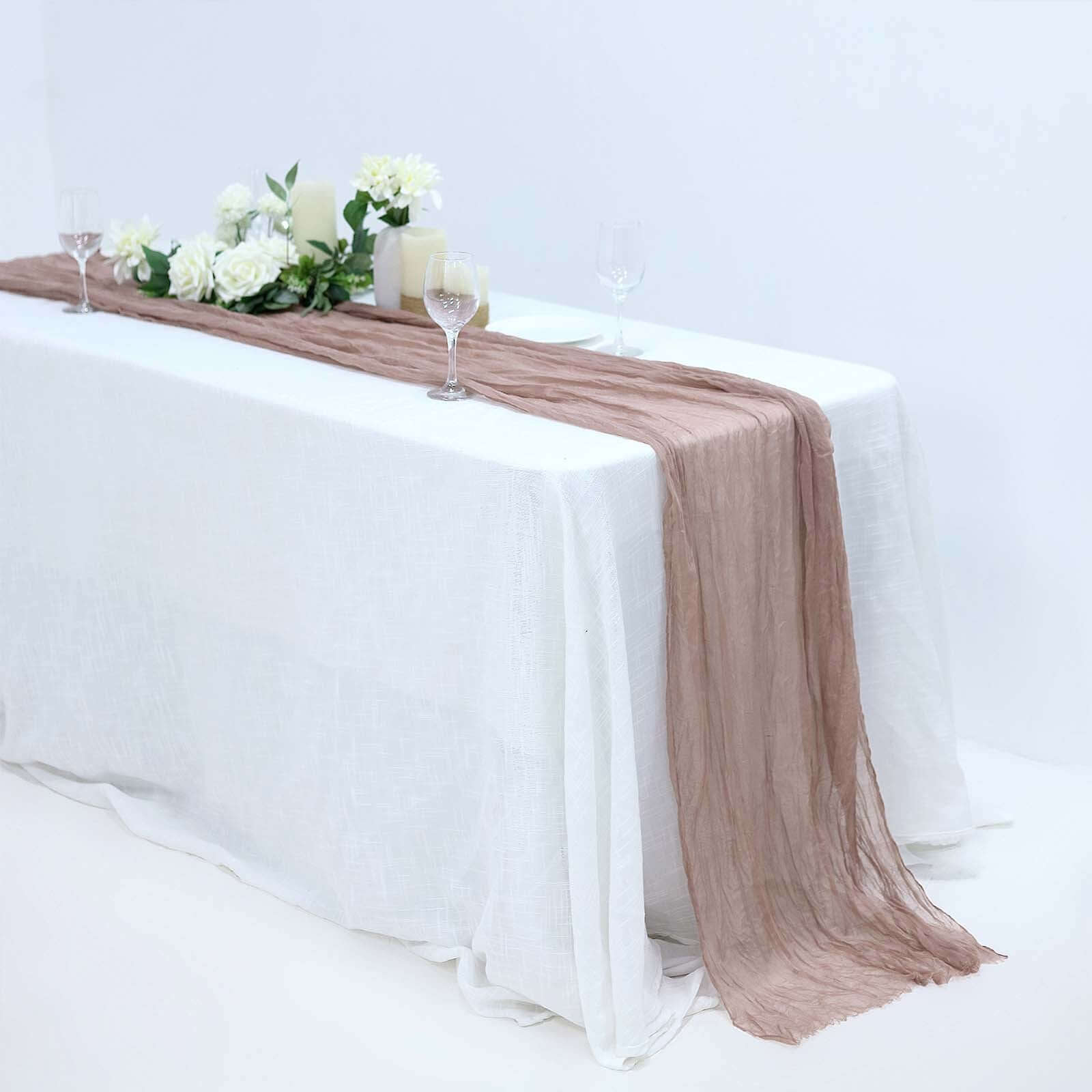 Gauze Cheesecloth 10ft Table Runner Dusty Rose - Rustic Boho Style