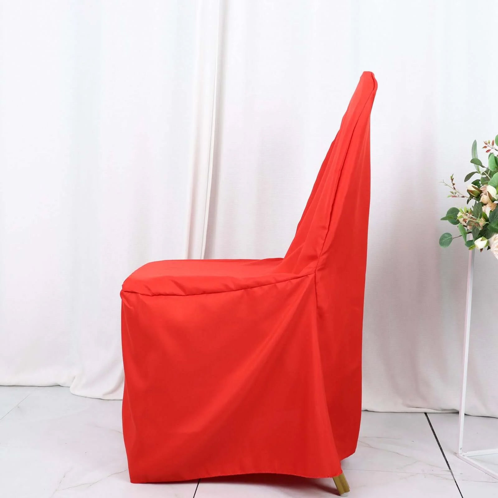 10 Pack Polyester Chair Cover for Banquet Chairs Red - Stain-Resistant Reusable Slip-On Slipcover