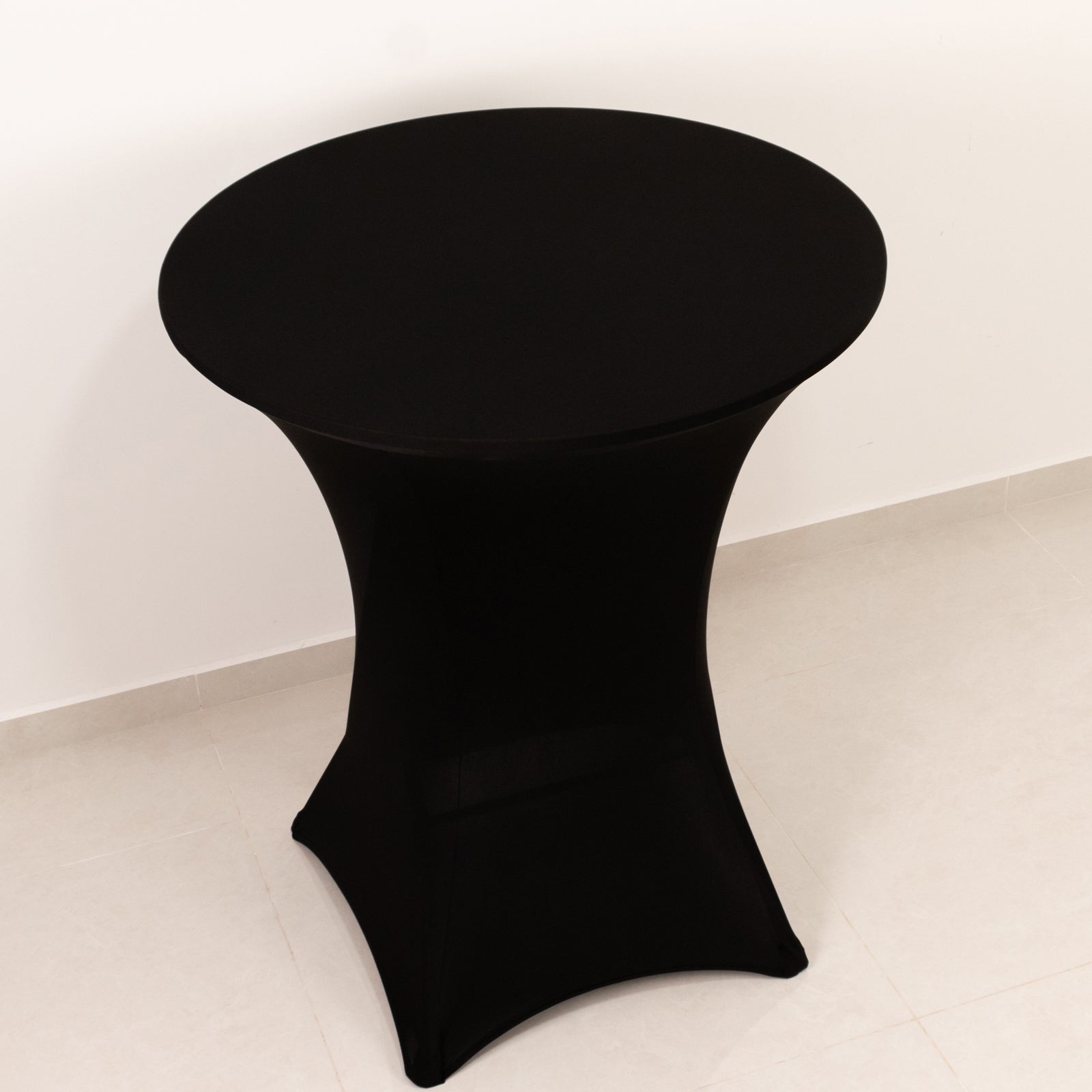 Spandex 33-36 Round Cocktail Table Cover Black - Easy to Maintain Stretch Fitted Highboy Tablecloth