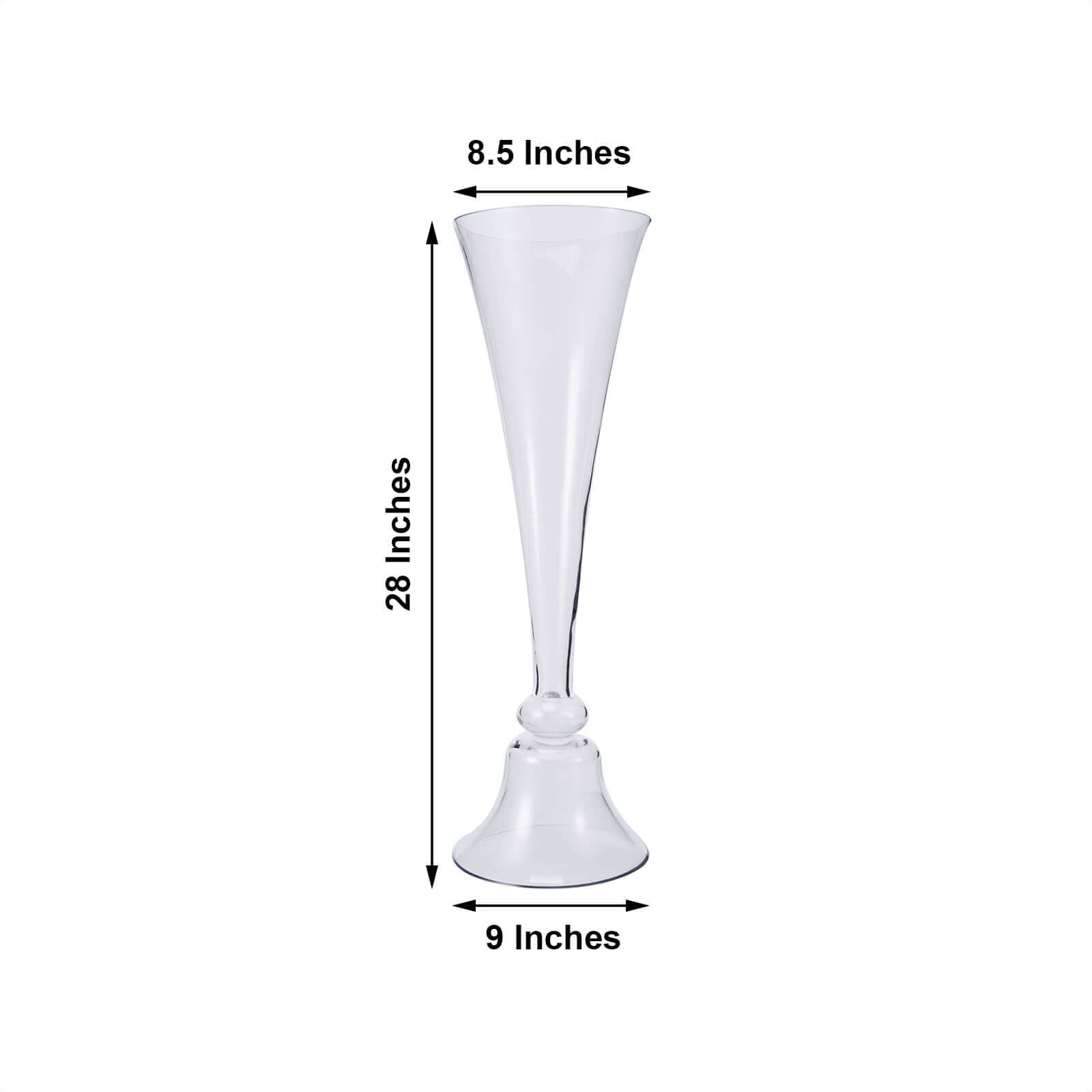 Set of 2 Glass Trumpet Vases Reversible Clarinet Style Clear - Decorative Flower Centerpieces for Events 28