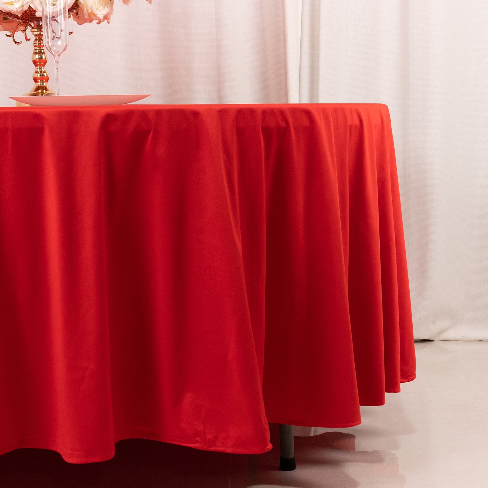 Premium Scuba Round 108 Tablecloth Red - Wrinkle Free & Stain Resistant Table Cover