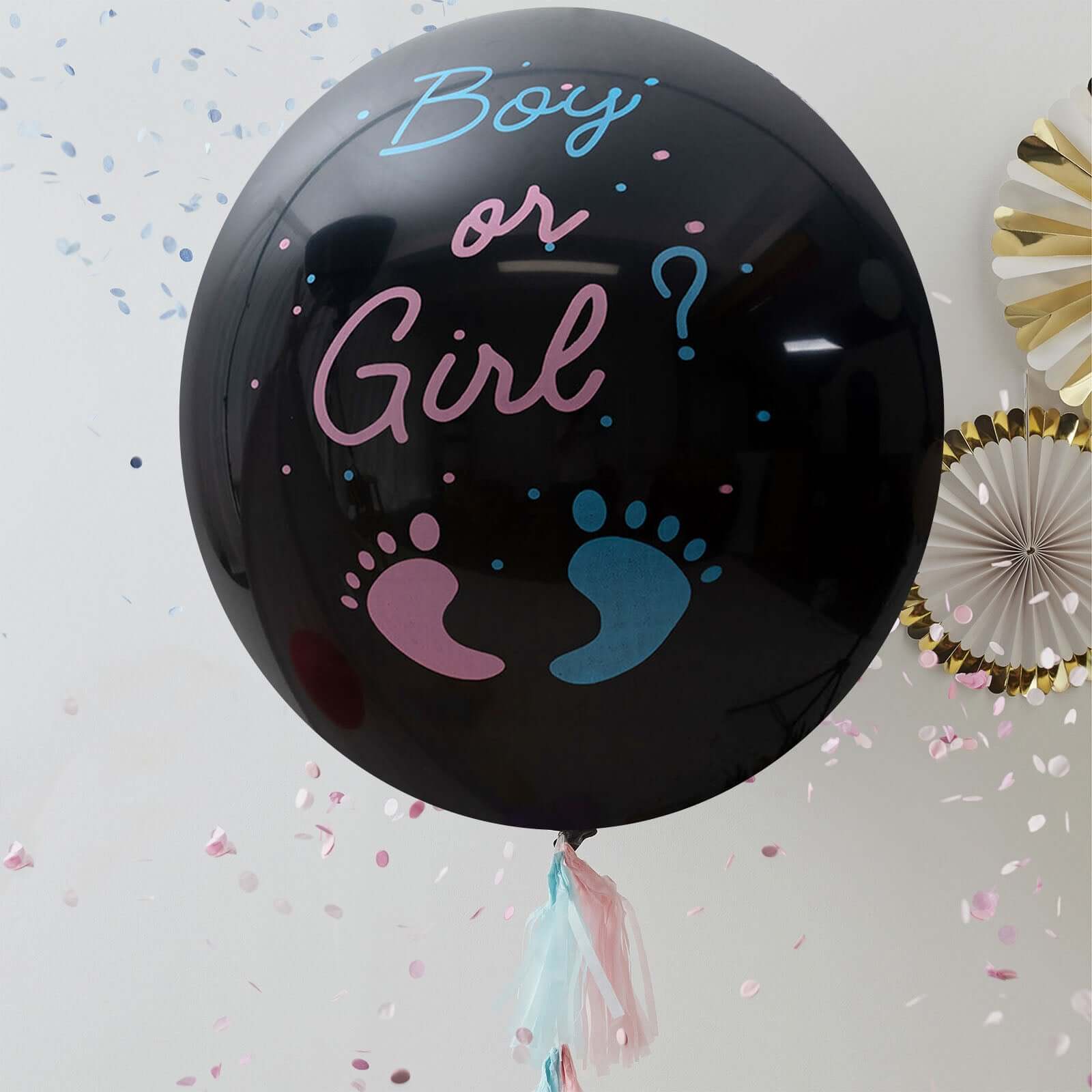 24 Gender Reveal Blue Confetti Filled Boy Or Girl Print Latex Balloon