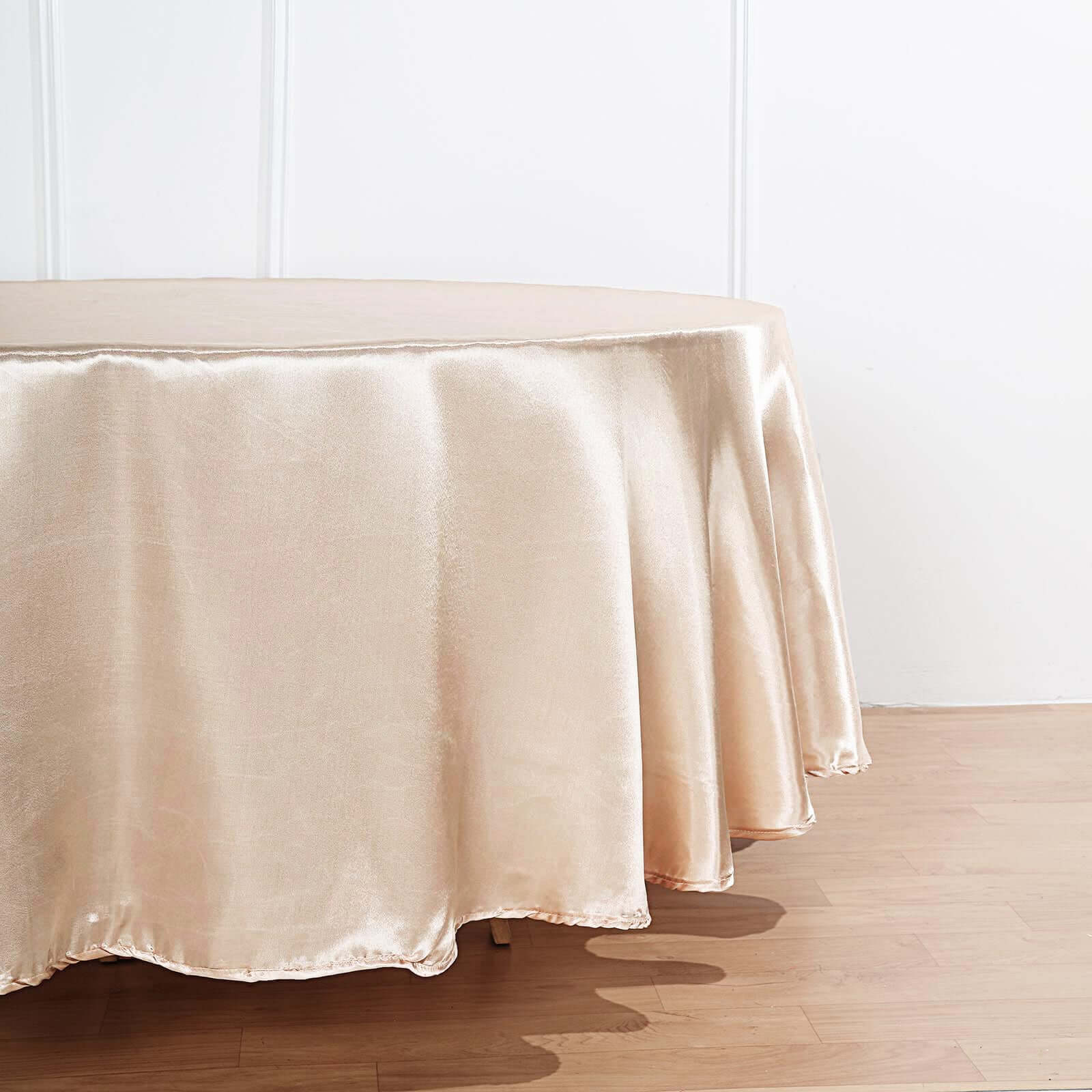 Satin 120 Round Tablecloth Beige - Stylish Seamless Table Cover