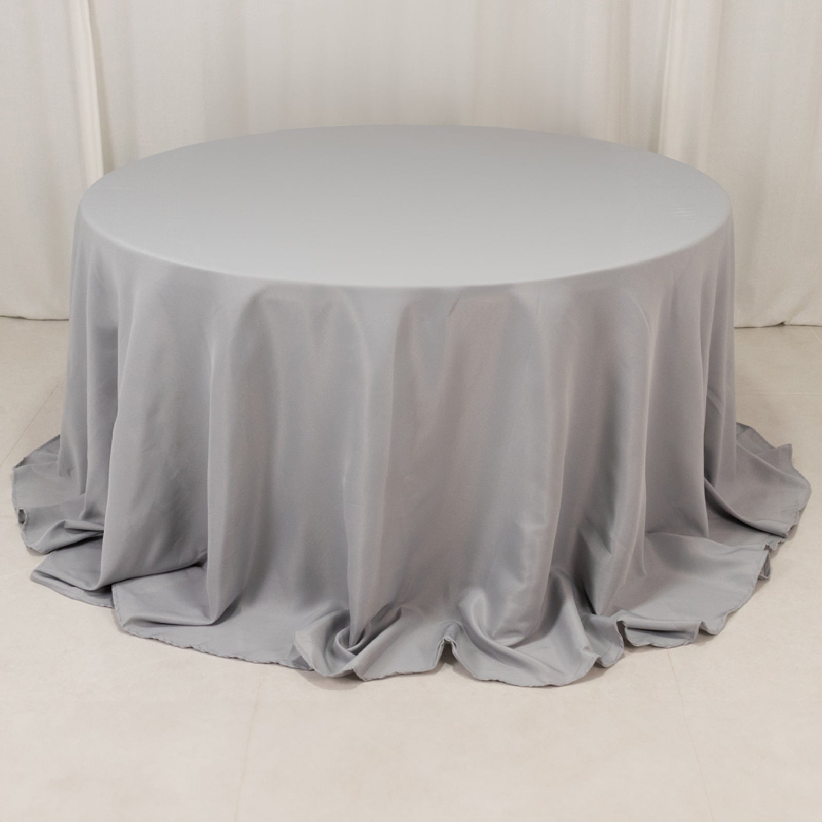 Premium Polyester 132 Round Tablecloth Silver - Seamless 220GSM Wrinkle-Resistant Table Cover