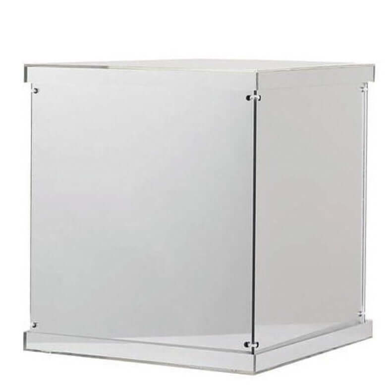 12 Silver Mirrored Acrylic Display Box, Pedestal Riser with Interchangeable Lid and Base