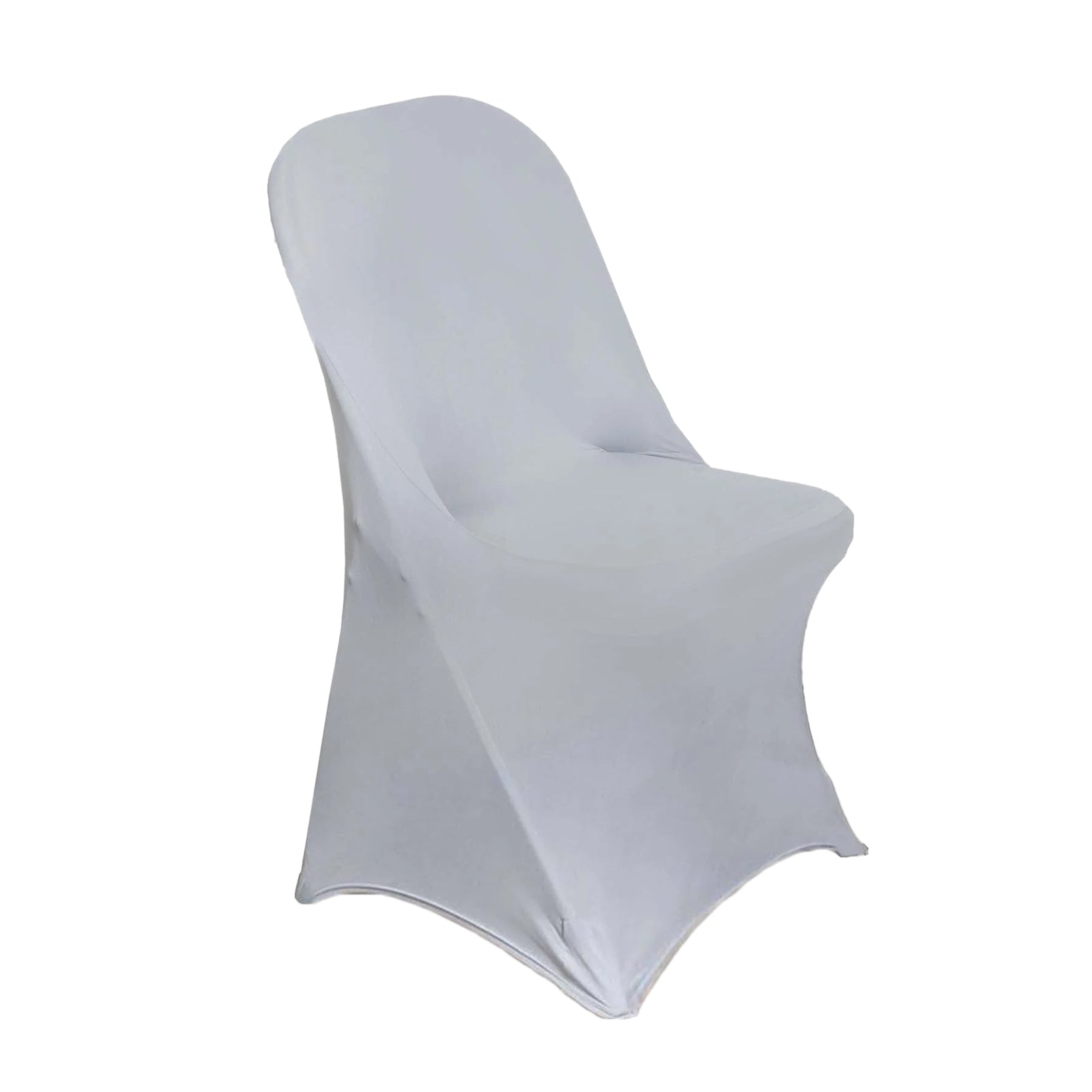 10 Pack Stretch Spandex Chair Covers Silver for Folding Chairs - Durable 160GSM Fitted Slipcovers