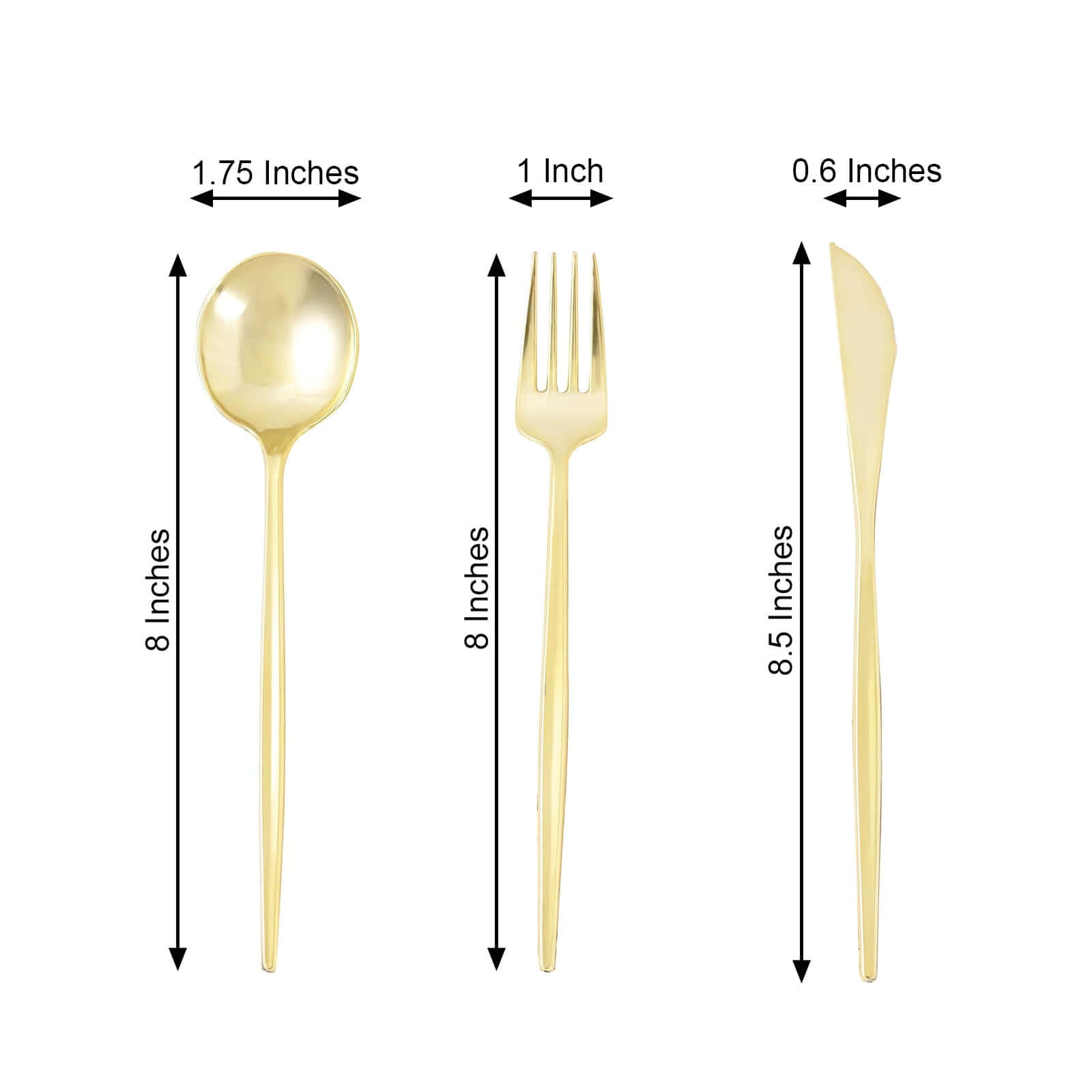 24-Pack Plastic Flatware Set with Sleek Modern Design Gold - Premium Disposable Silverware 8