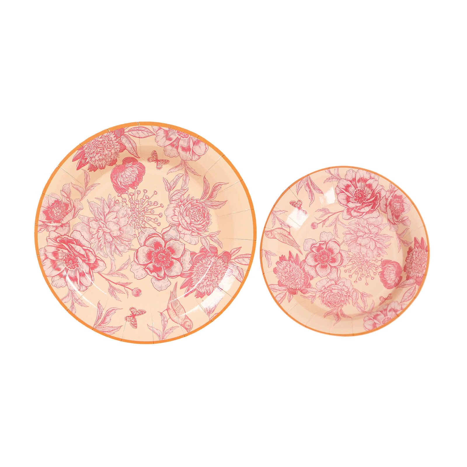 50-Pack Paper Round Dessert and Dinner Plates in Dusty Rose Spring Floral Print with Gold Rim - Heavy Duty Disposable Party Plates Set for Classy Table Decor 7, 9