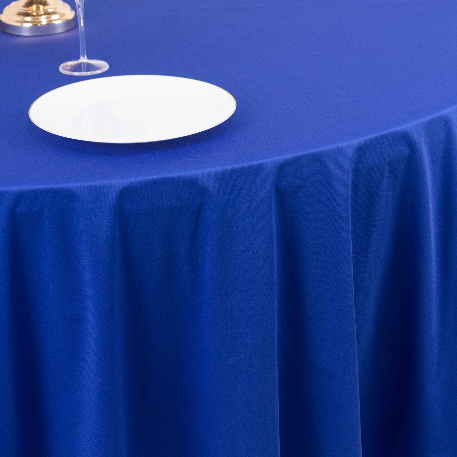 Premium Scuba Round 108 Tablecloth Royal Blue - Wrinkle Free & Stain Resistant Table Cover