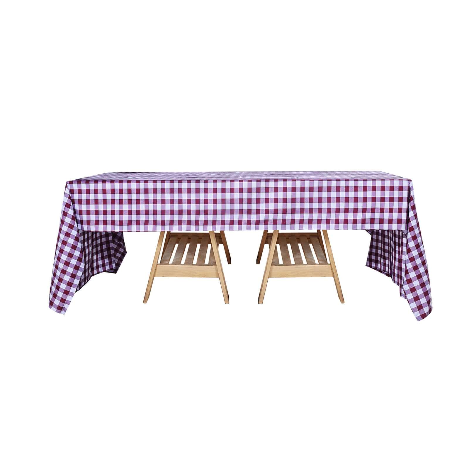 Polyester 60x126 Rectangle Tablecloth White/Burgundy - Buffalo Plaid Checkered Table Cover