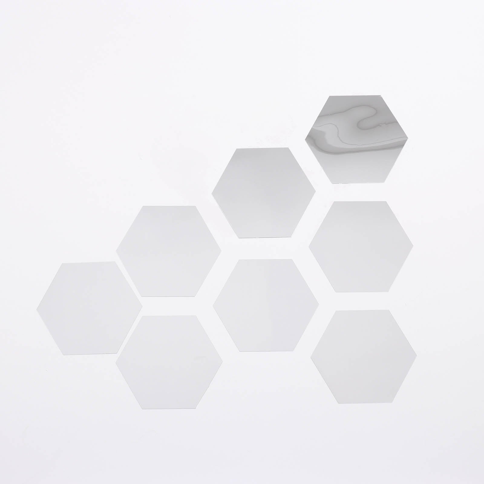 12 Pack Hexagon Acrylic Mirror Wall Stickers, 10 Removable Wall Decals For Home Decor