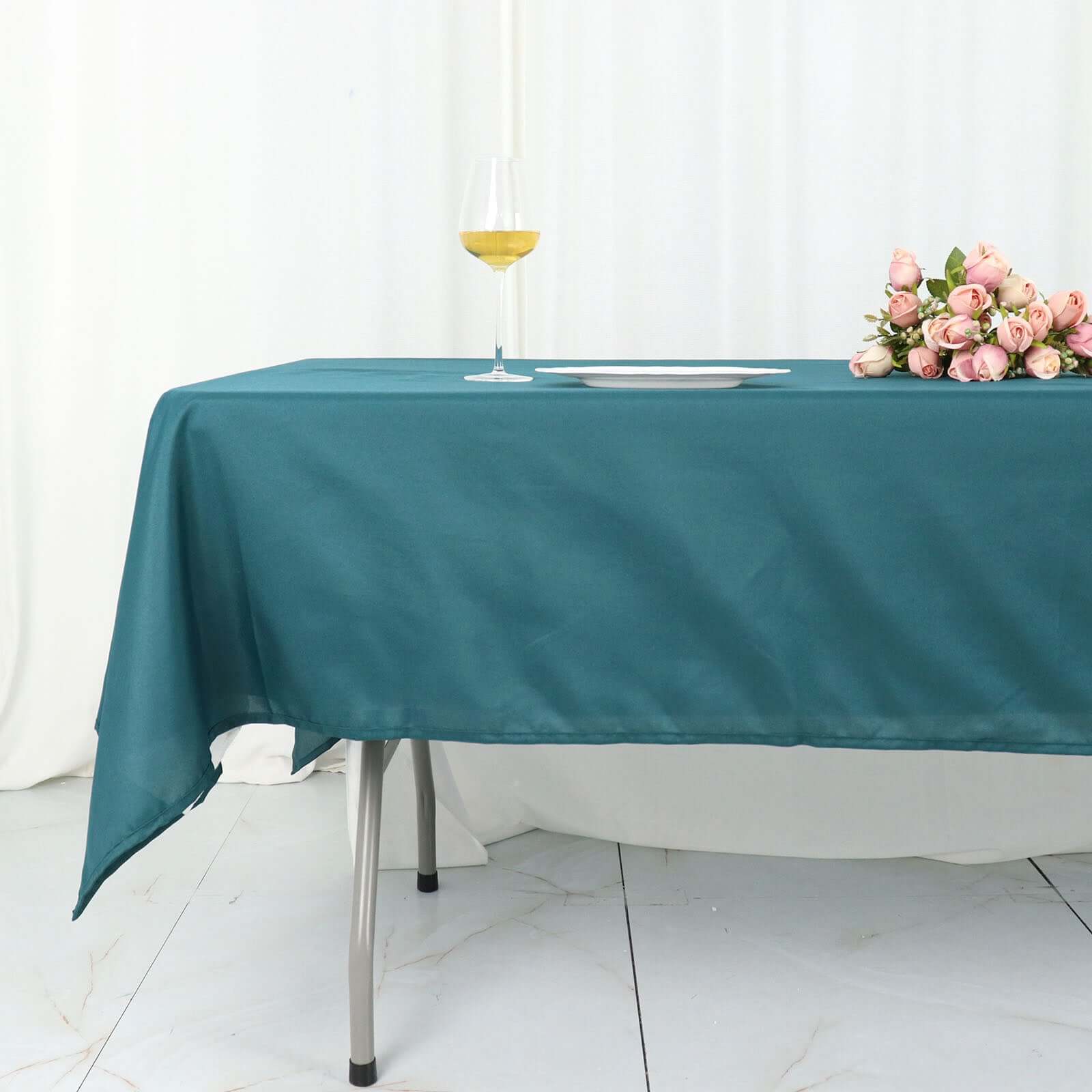 Polyester 60x102 Rectangle Tablecloth Peacock Teal - Durable and Stylish Table Cover