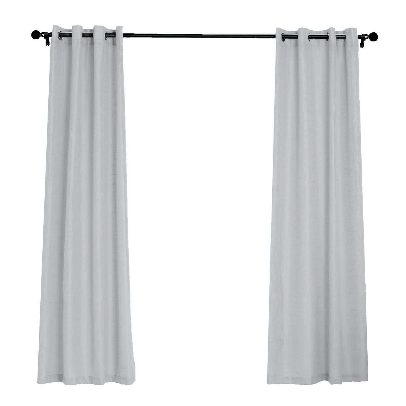 2 Pack Handmade Silver Faux Linen Curtains 52x84, Curtain Panels With Chrome Grommets