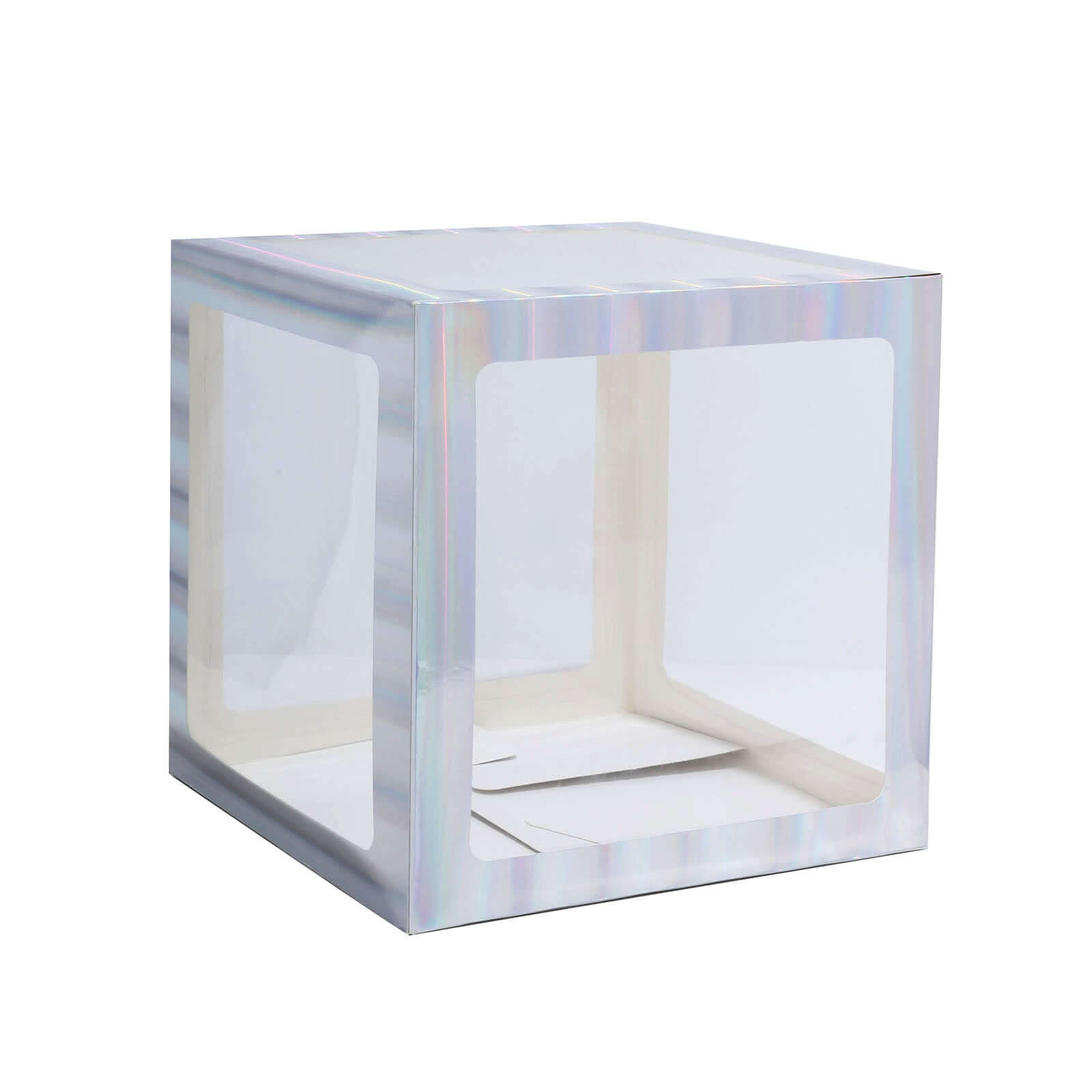 2 Pack 12 Iridescent Clear Baby Shower Party Decoration Boxes, Transparent DIY Balloon Boxes