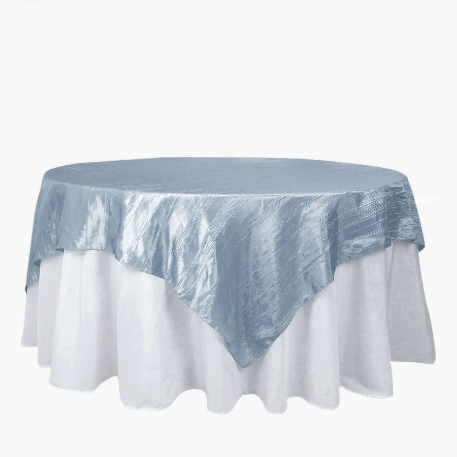 Taffeta 90x90 Table Overlay Square Tablecloth Dusty Blue - Accordion Crinkle Table Cover