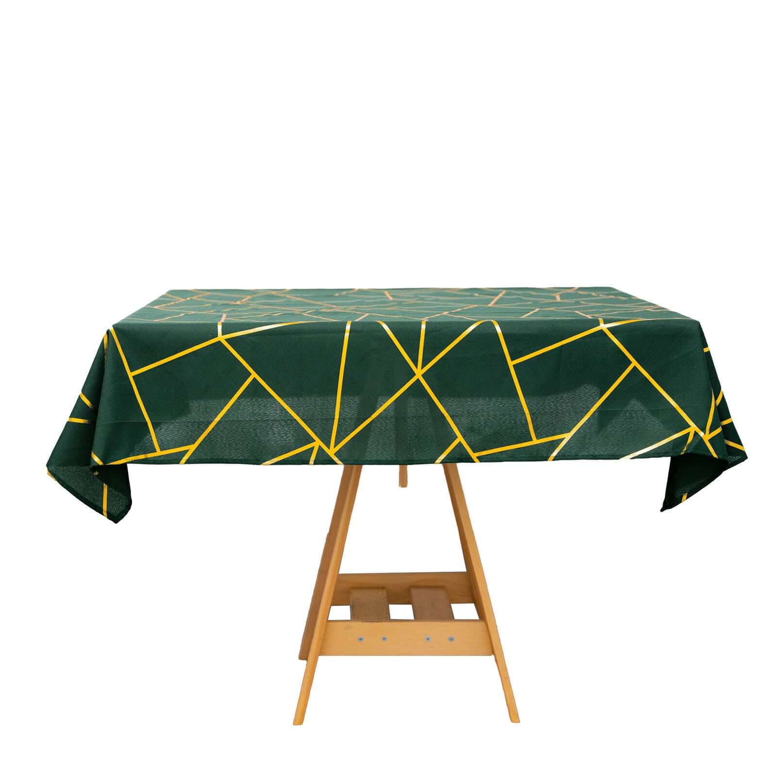 Polyester 54x54 Table Overlay Square Tablecloth Hunter with Gold Foil Geometric Pattern - Wrinkle-Resistant & Durable Table Topper