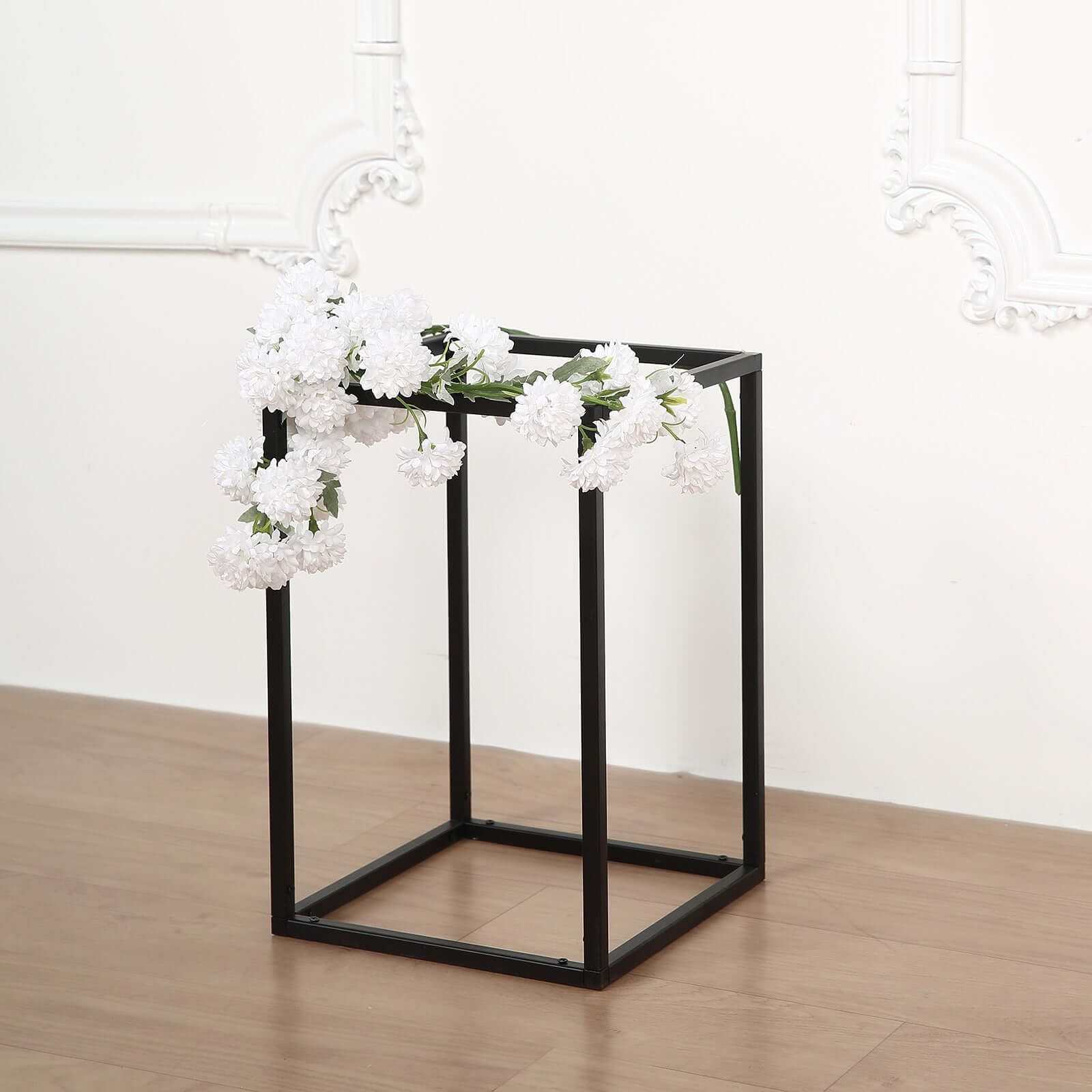 2-Pack Wedding Flower Stand Matte Black Metal Geometric Column Frame Rectangular - Versatile Floral Pedestal for Sophisticated Arrangements 12