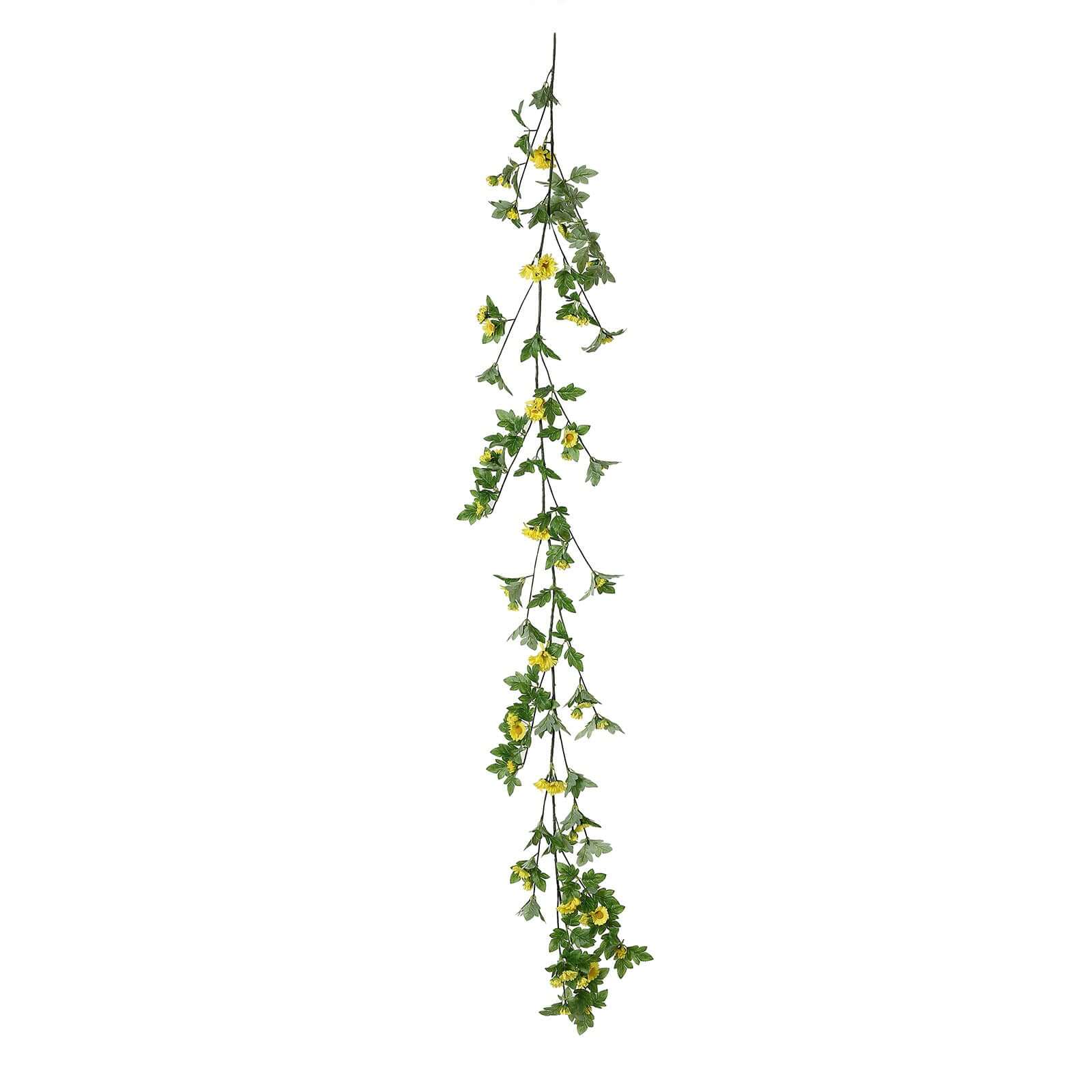 5.5ft Yellow Artificial Daisy Magnolia Leaf Flower Garland Faux Vine