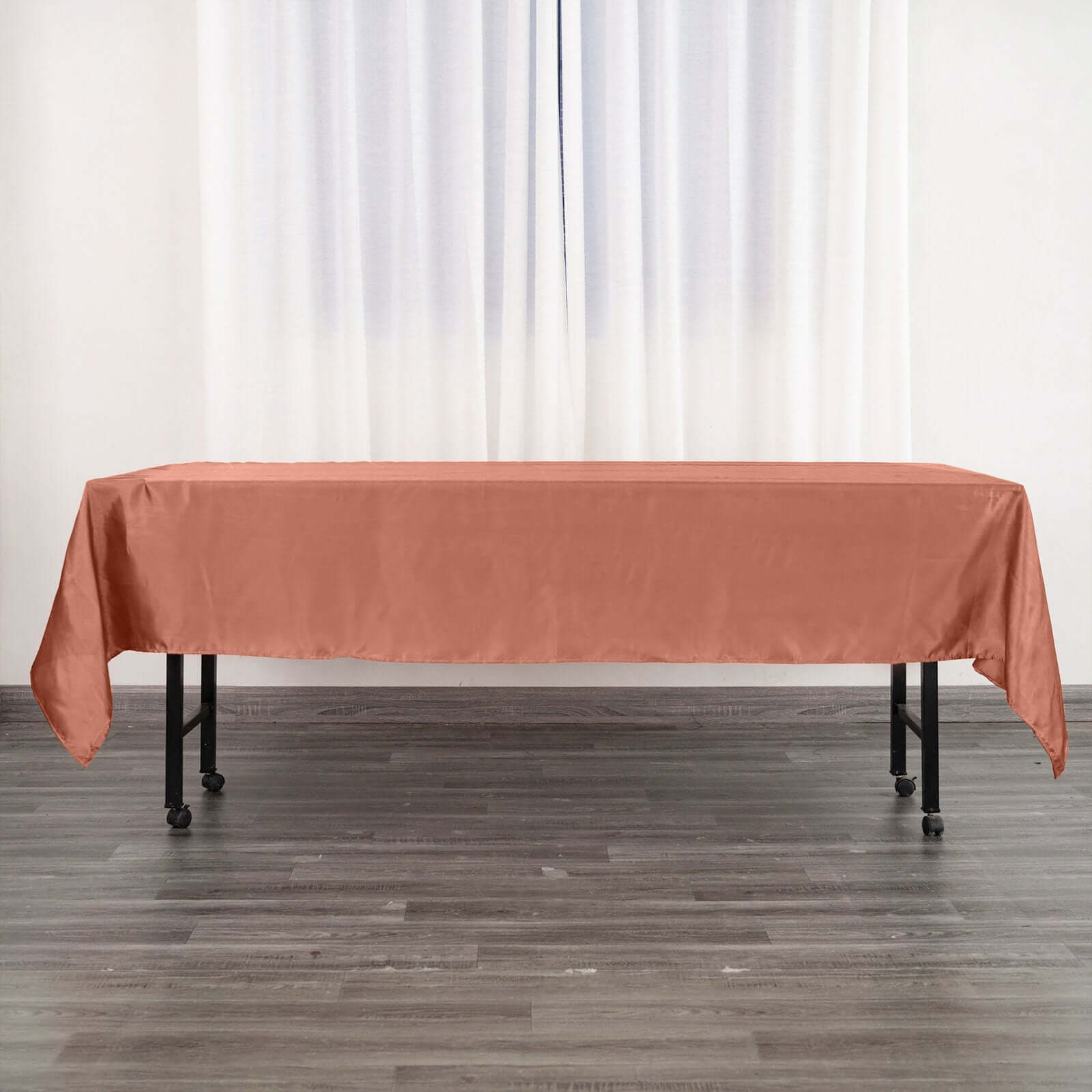 Satin Rectangular 60x102 Tablecloth Terracotta (Rust) - Smooth and Lustrous Table Cover