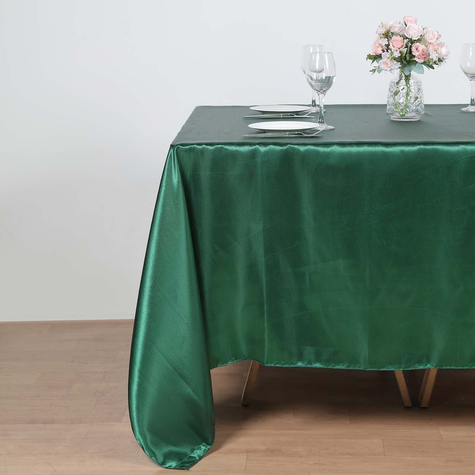 Satin 90x90 Table Overlay Square Tablecloth Hunter Emerald Green - Smooth Finish Table Topper