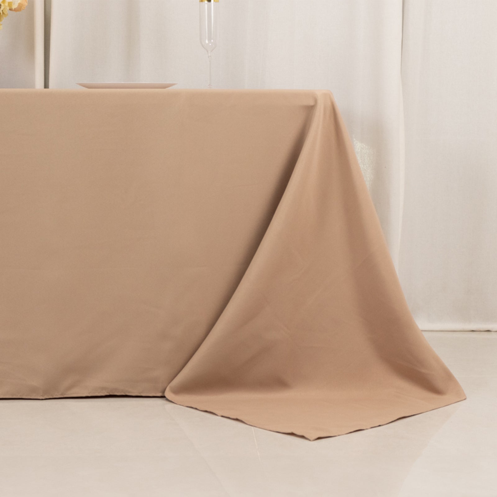 Premium Polyester 90x132 Rectangle Tablecloth Nude - Seamless 220GSM Stain-Resistant Table Cover