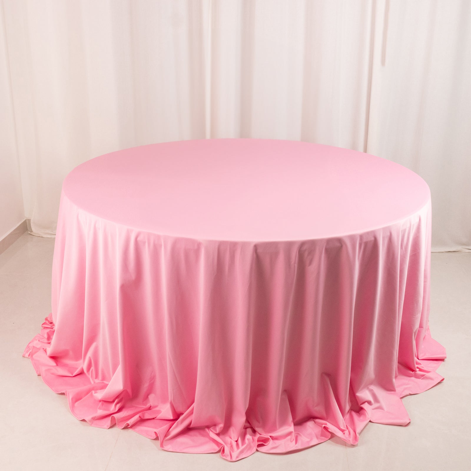 Premium Scuba Round 132 Tablecloth Pink - Wrinkle Free & Stain Resistant Seamless Table Cover