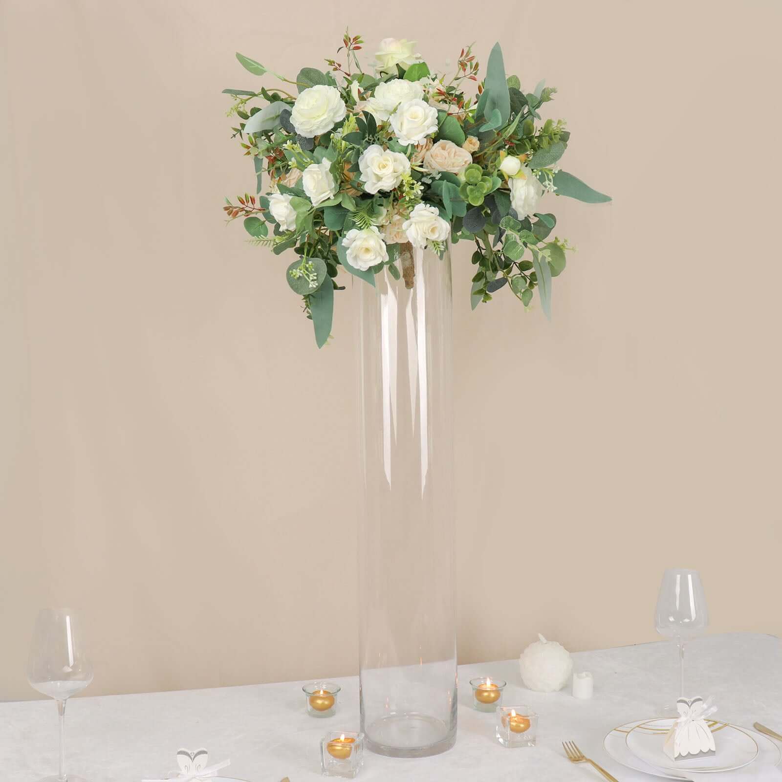 2-Pack Glass Flower Vases Cylinder Design Heavy Duty Clear - Stylish Centerpieces for Weddings 32