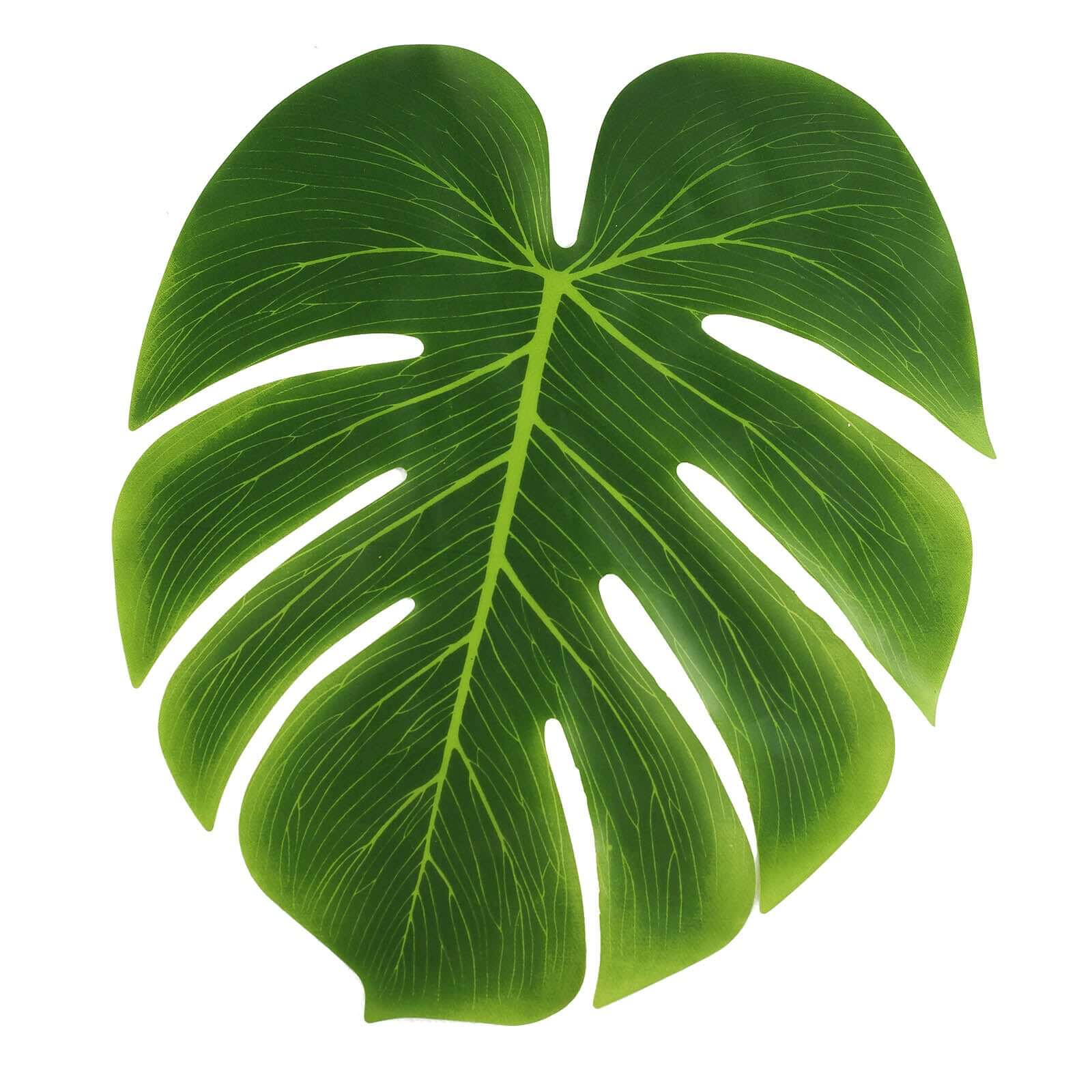 12-Pack Artificial Monstera Palm Leaves Green - Large Tropical Leaf Placemat Table Runner Decor for Summer Hawaiian Safari Theme Parties