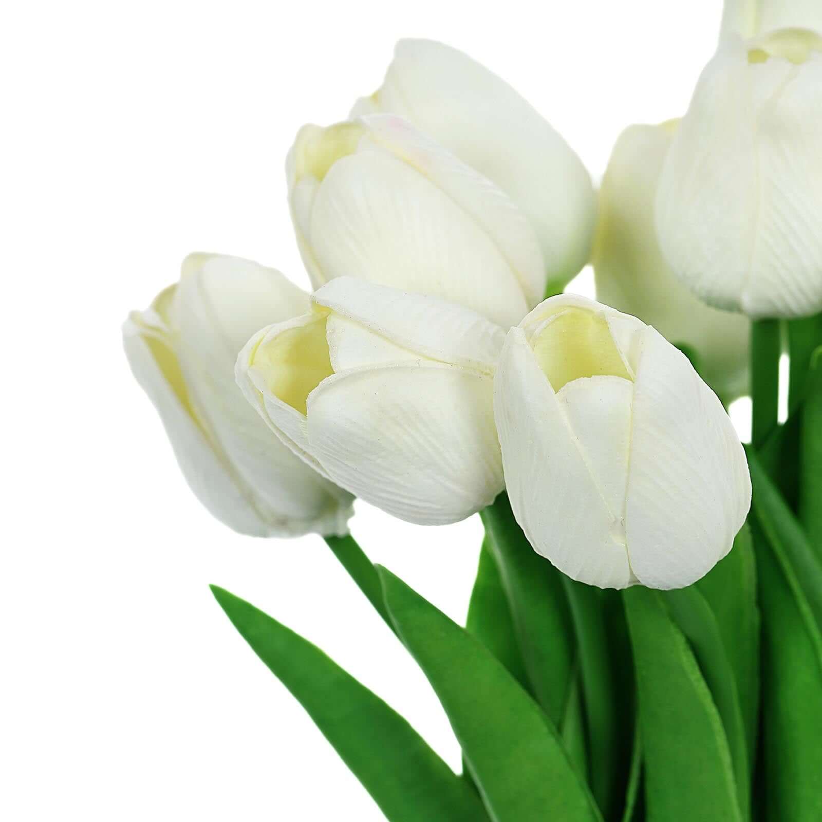 10 Stems 13 White Real Touch Artificial Foam Tulip Flower Bouquets