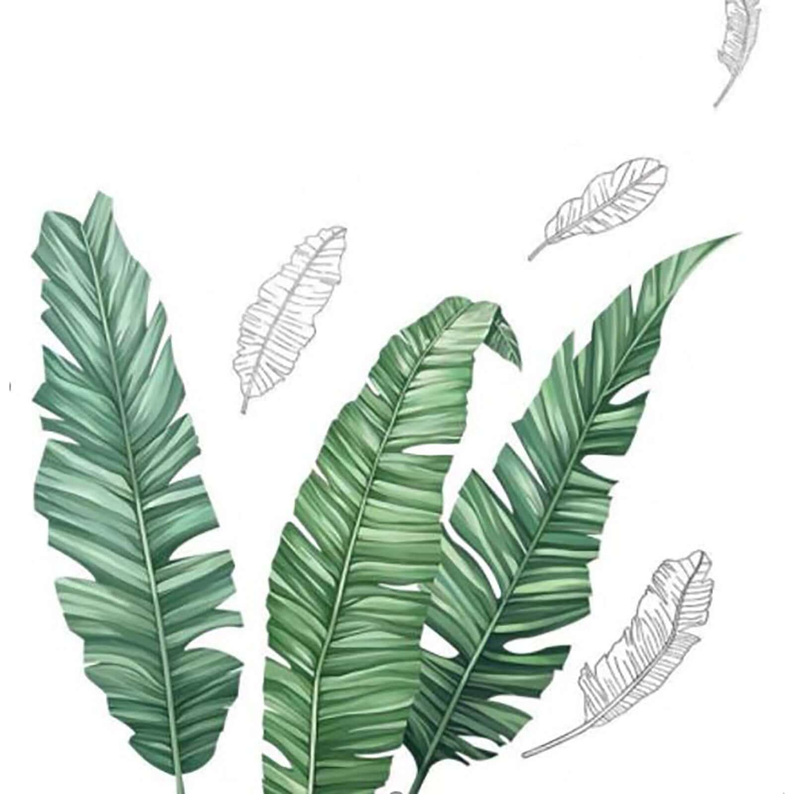 Green Tropical Banana Leaves Wall Decals, Plant Peel Removable Stickers