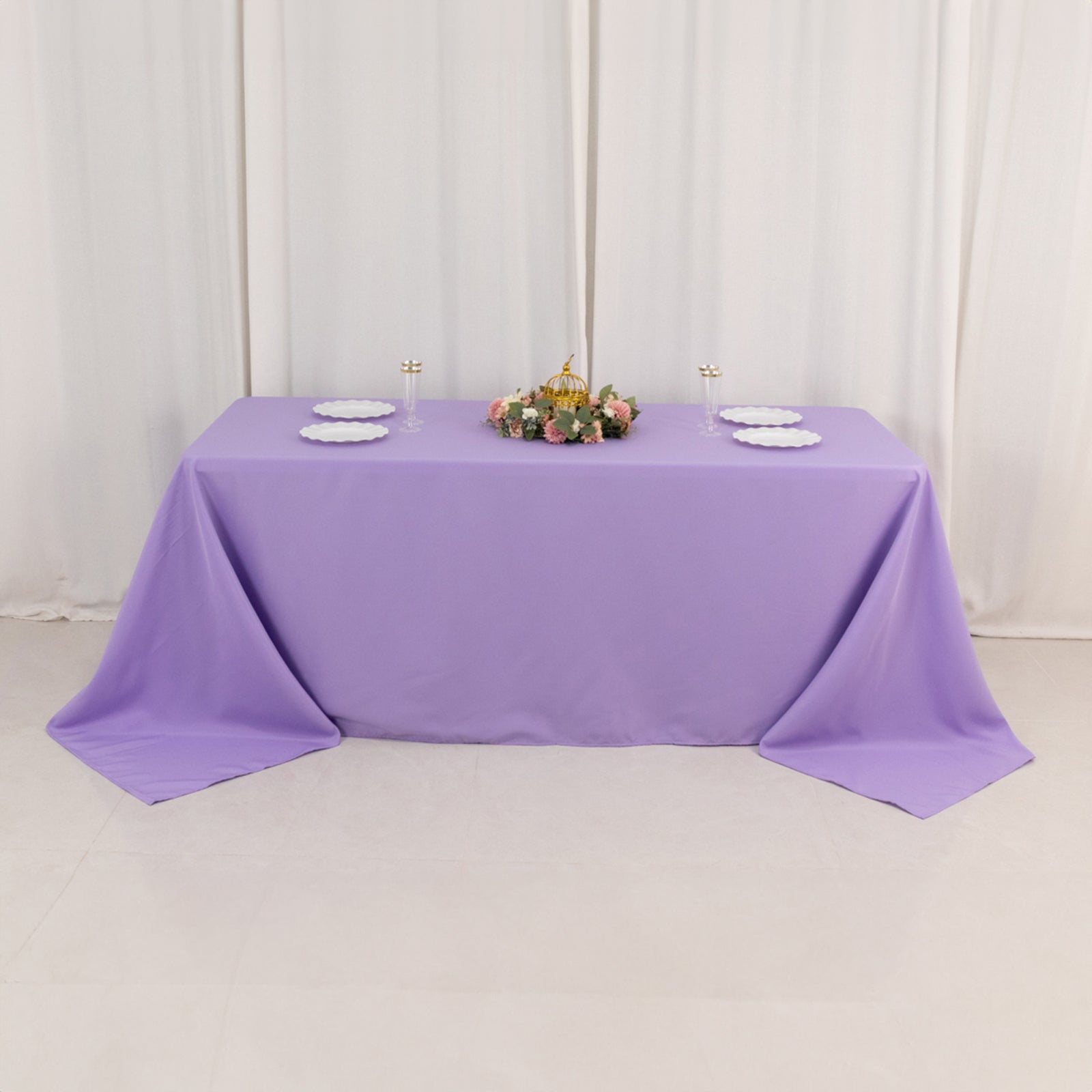 Premium Polyester 90x132 Rectangle Tablecloth Lavender Lilac - Seamless 220GSM Stain-Resistant Table Cover