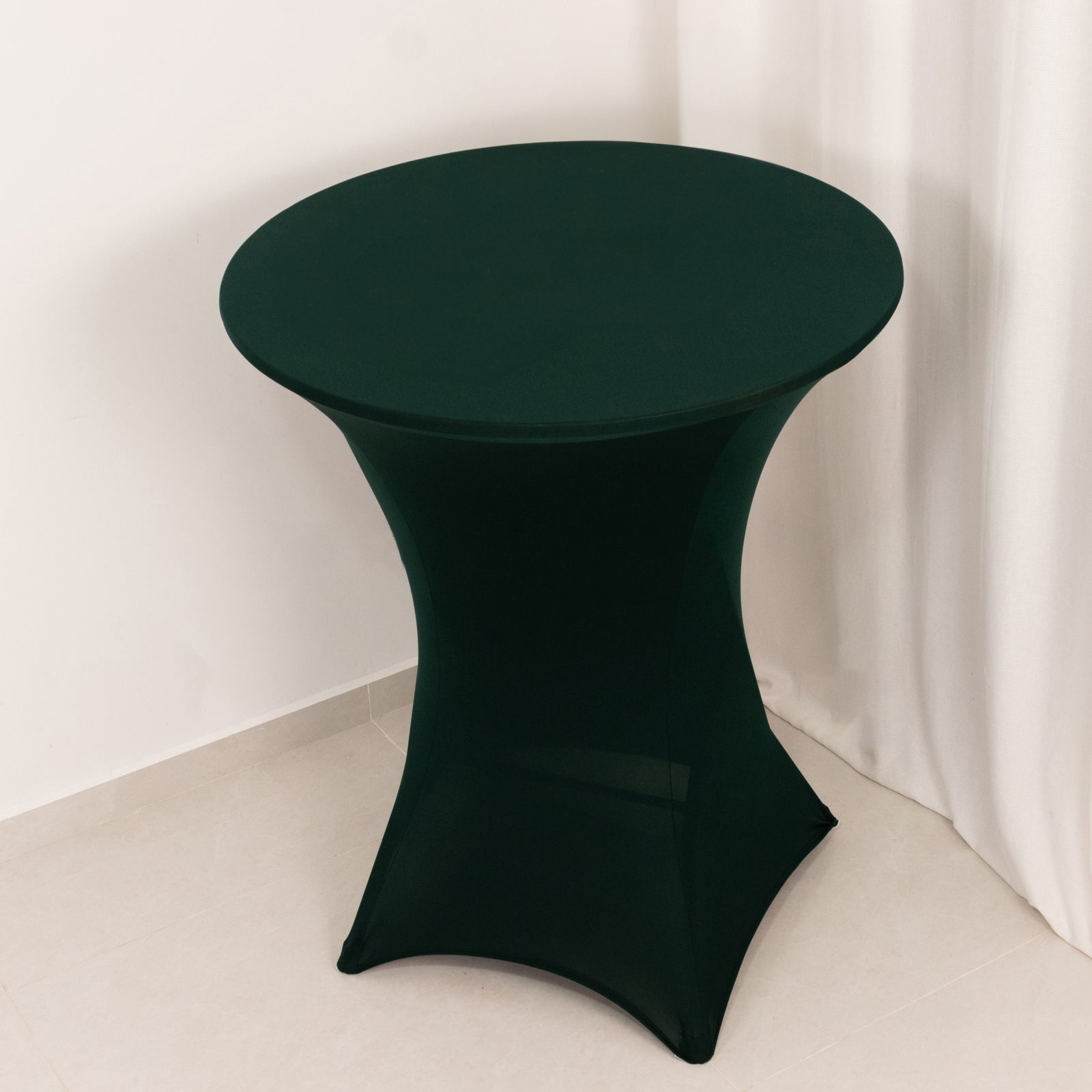 Spandex 33-36 Round Cocktail Table Cover Hunter Emerald Green - Easy to Maintain Stretch Fitted Highboy Tablecloth