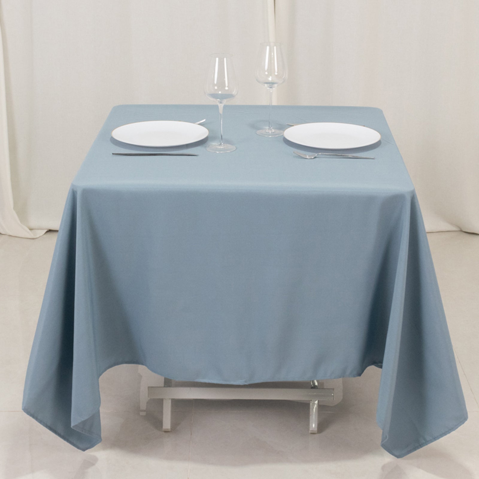 Premium Polyester Square Tablecloth 70x70 Dusty Blue 220GSM Wrinkle-Resistant Table Cover