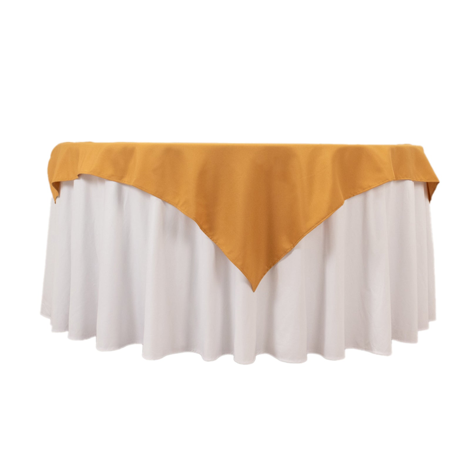 Premium Polyester 54x54 Table Overlay Square Tablecloth Gold - Stain and Wrinkle-Resistant 220GSM Finish for Weddings & Events