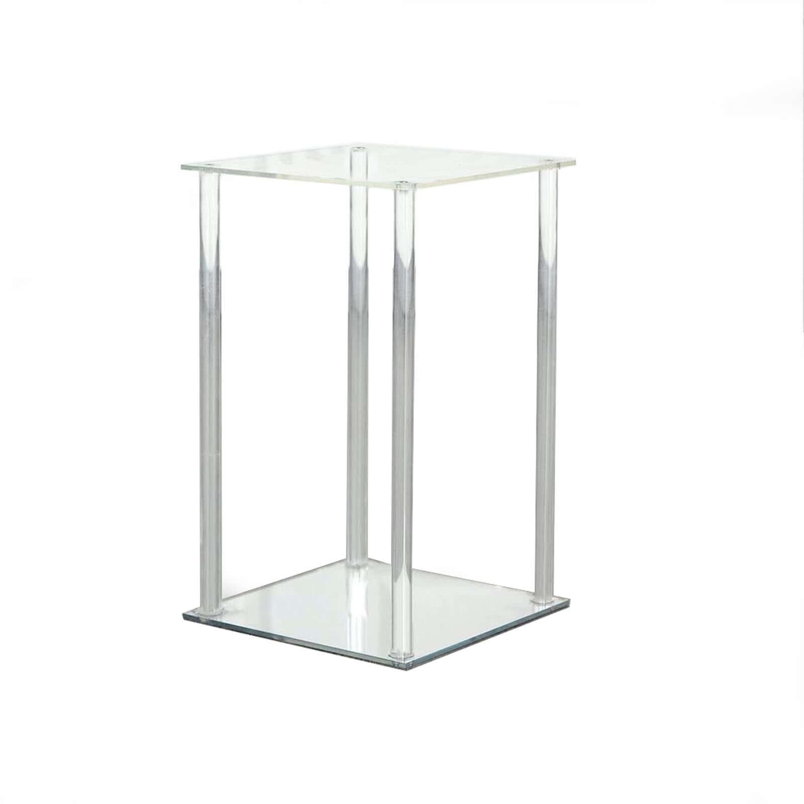 Acrylic Flower Vase Pillar Stand with Square Mirror Base Clear - Versatile Wedding Table Centerpiece 24