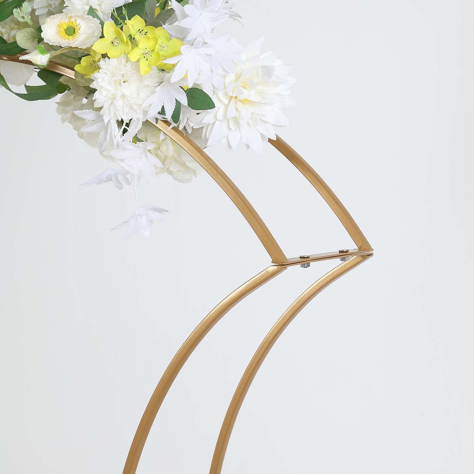 Metal Wedding Centerpiece Curvy Design Gold - Floral Arch Frame Table Stand 38