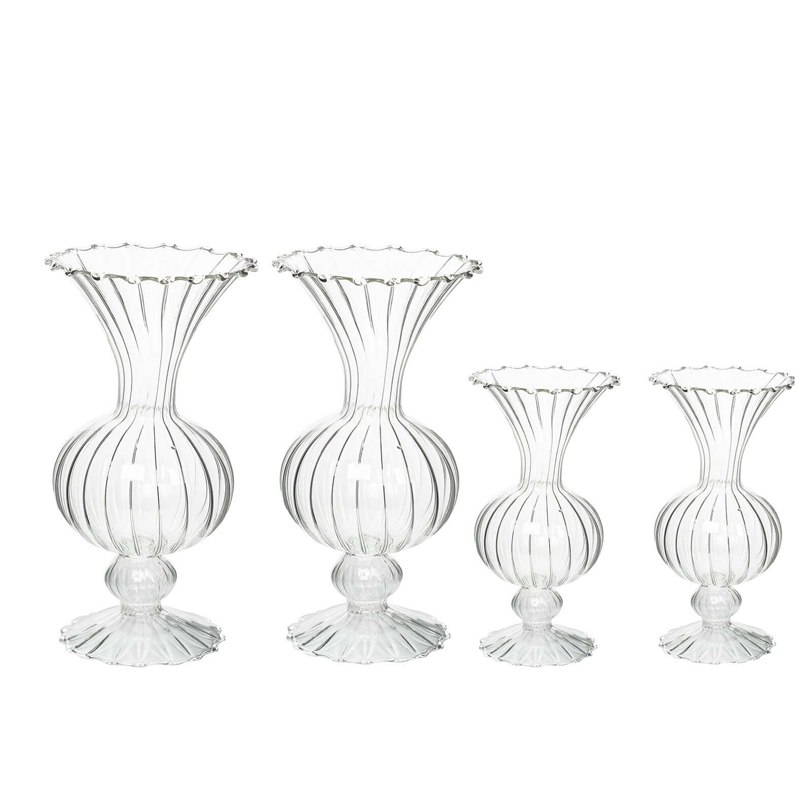 Set of 4 Glass Flower Vases Nordic Style with Petals Texture Clear - Transparent Bud Planters for Wedding Table Decor 7, 9