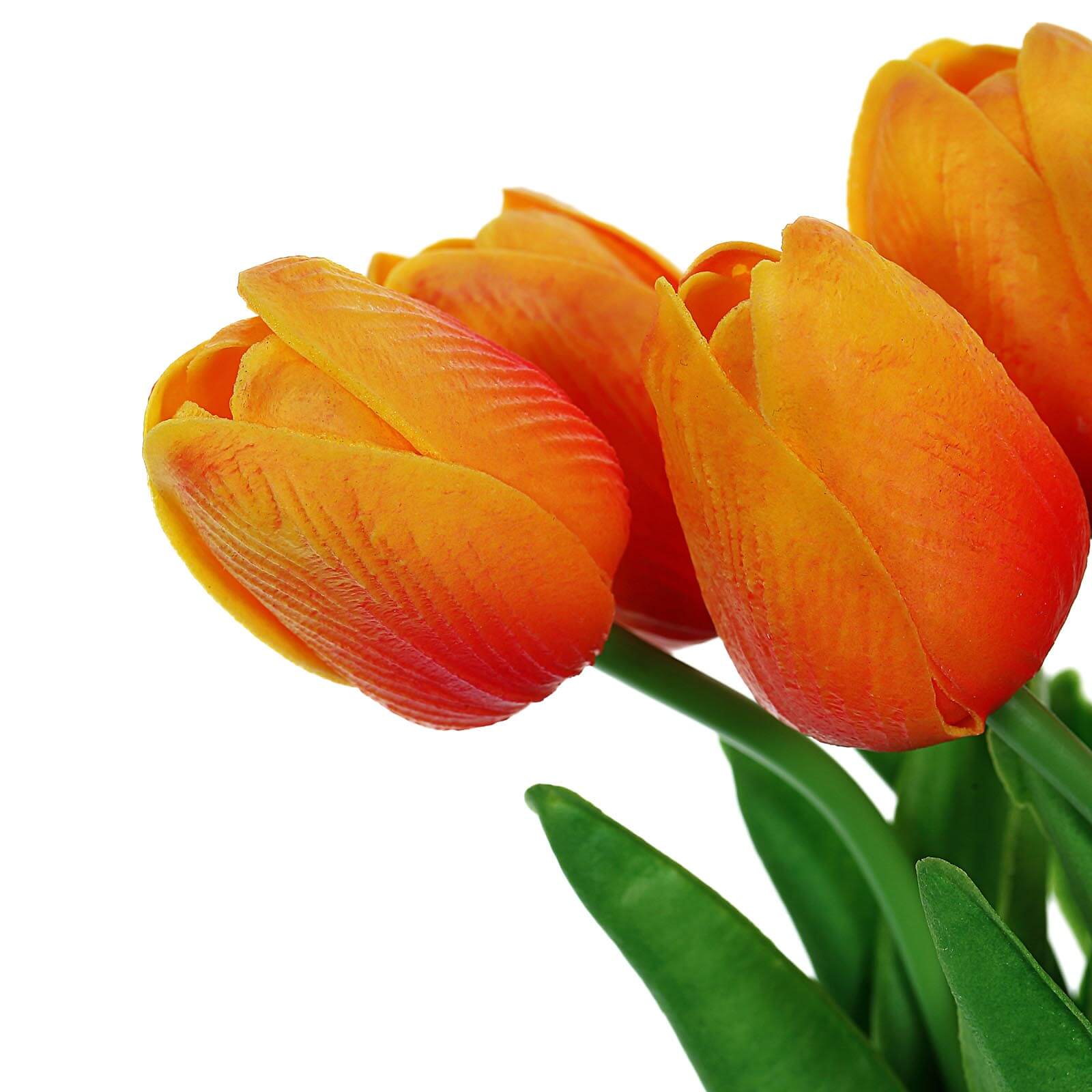 10 Stems 13 Orange Real Touch Artificial Foam Tulip Flower Bouquets