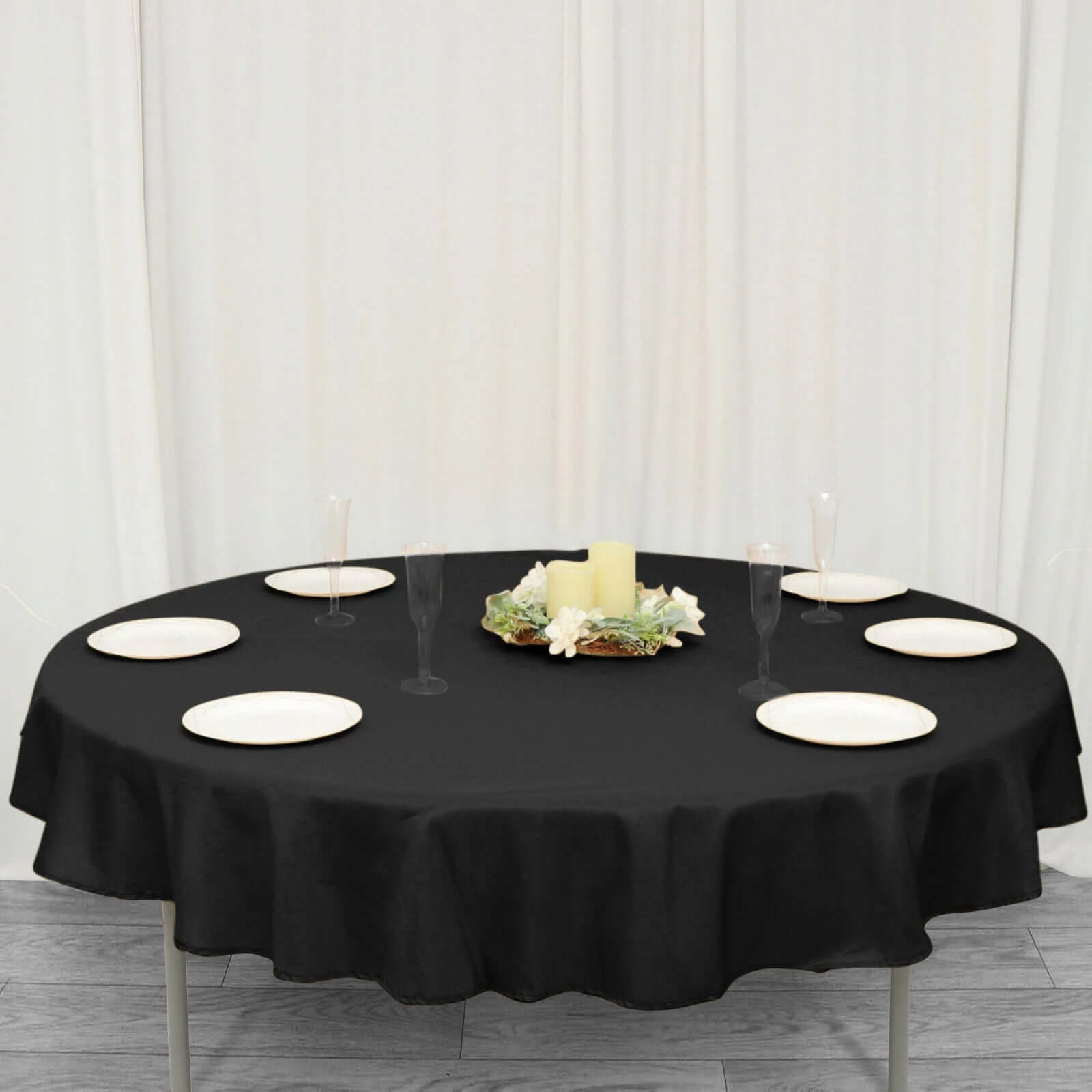 Premium Polyester 70 Round Tablecloth Black - Stain and Wrinkle-Resistant 220GSM Table Cover