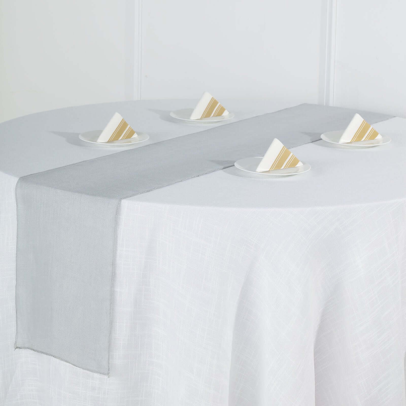 Faux Linen 12x108 Table Runner Silver - Slubby Textured & Wrinkle Resistant Table Decor