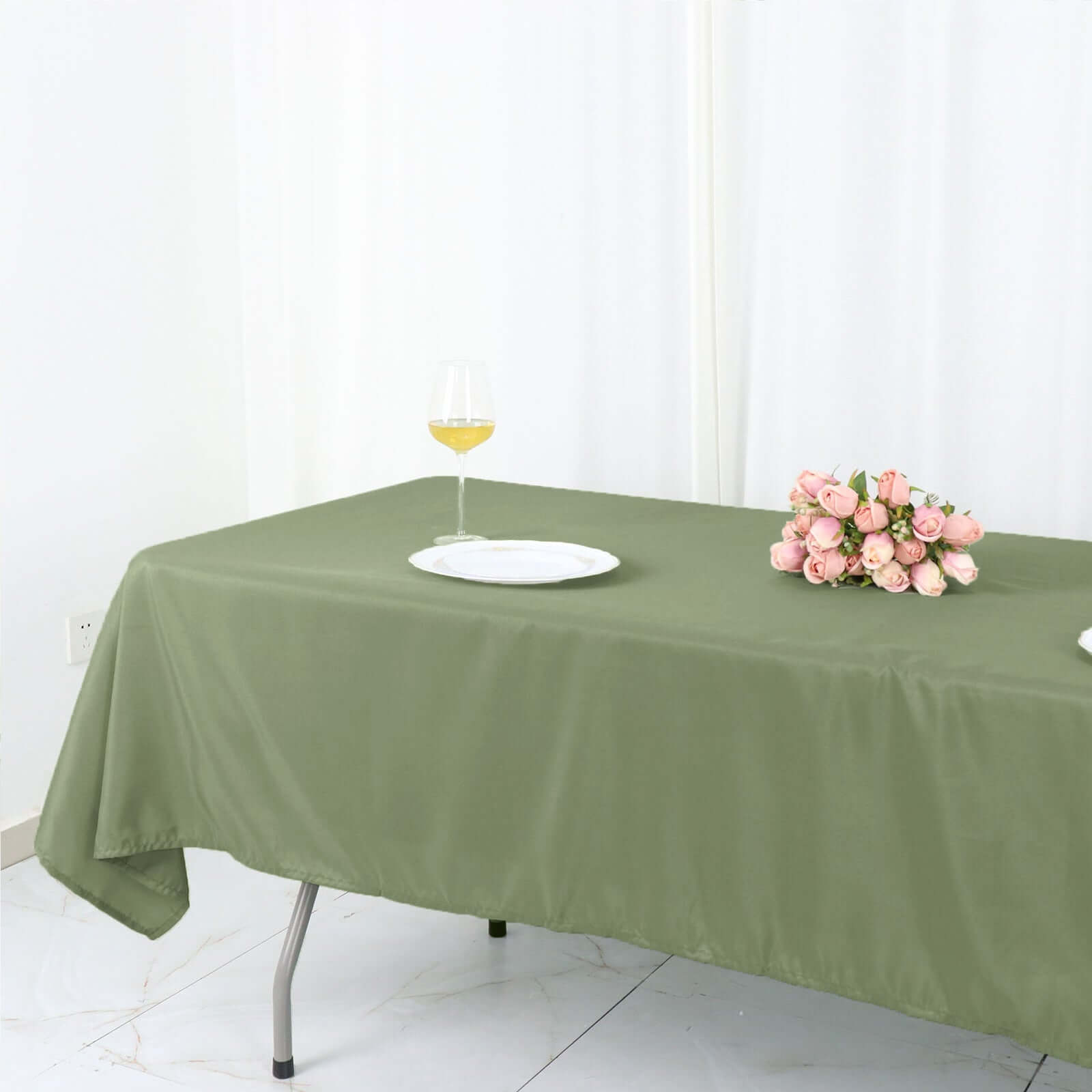 Polyester 60x102 Rectangle Tablecloth Dusty Sage Green - Durable and Stylish Table Cover