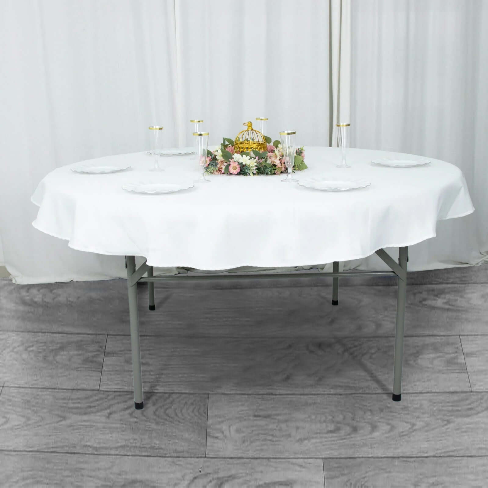 Premium Polyester 70 Round Tablecloth White - Stain and Wrinkle-Resistant 220GSM Table Cover for Weddings & Events