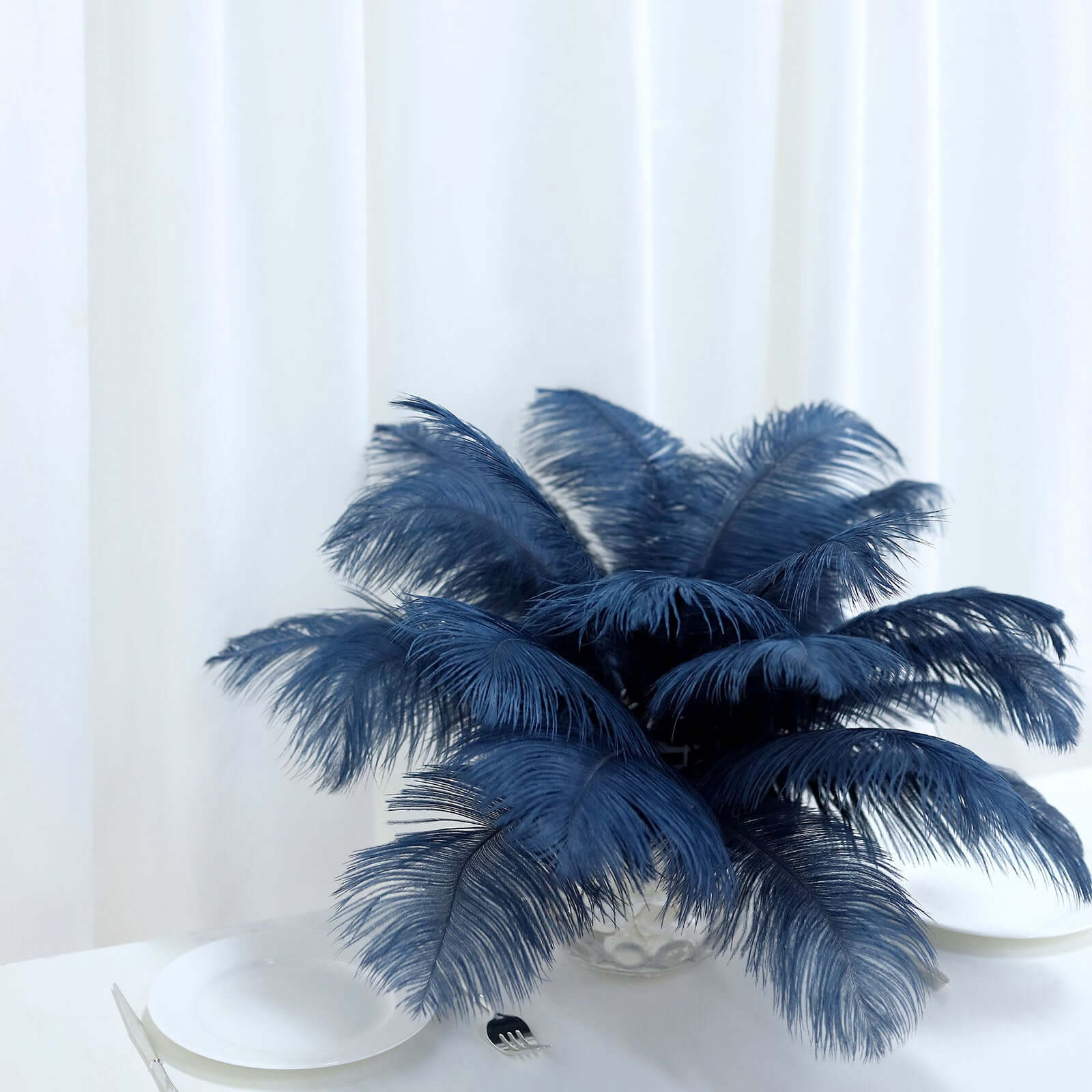 12 Pack 13-15 Navy Blue Natural Plume Real Ostrich Feathers, DIY Centerpiece Fillers