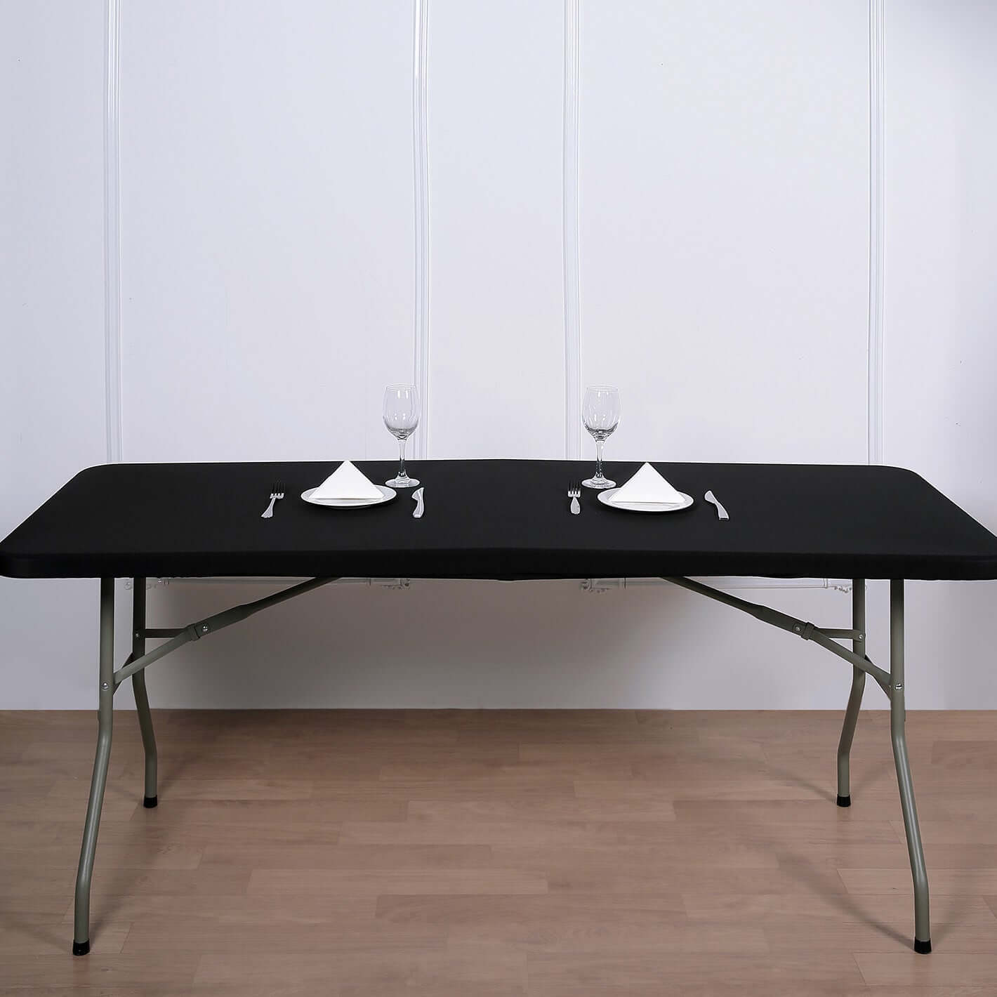 Spandex Rectangle 96x30 Tablecloth Top Cover Black - Stretchy, Wrinkle Free & Fitted Table Topper